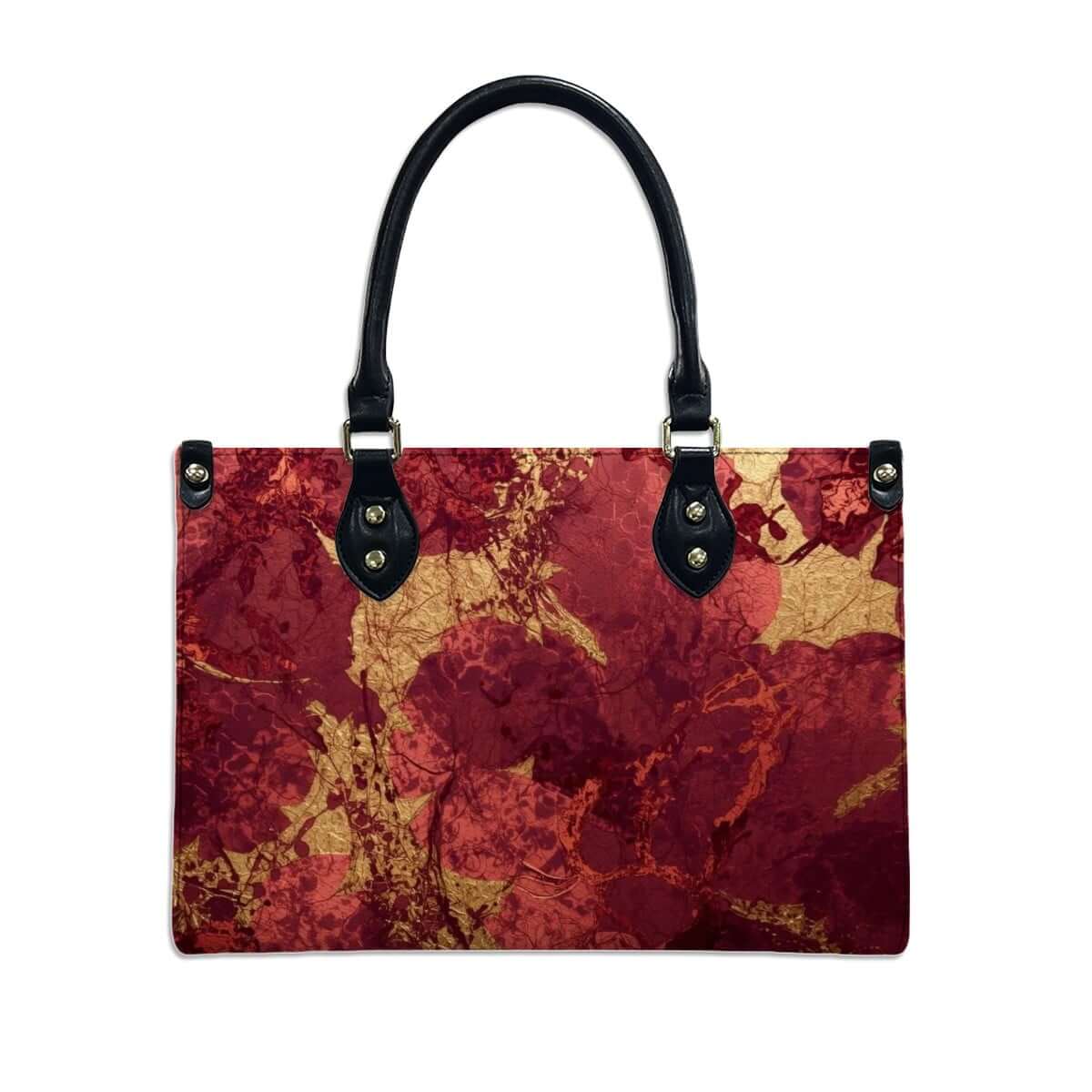 PU Tote Bag for Women with floral print, black handles, and UV printing for stylish design. Details für PU-Tragetasche für Damen ansehen.