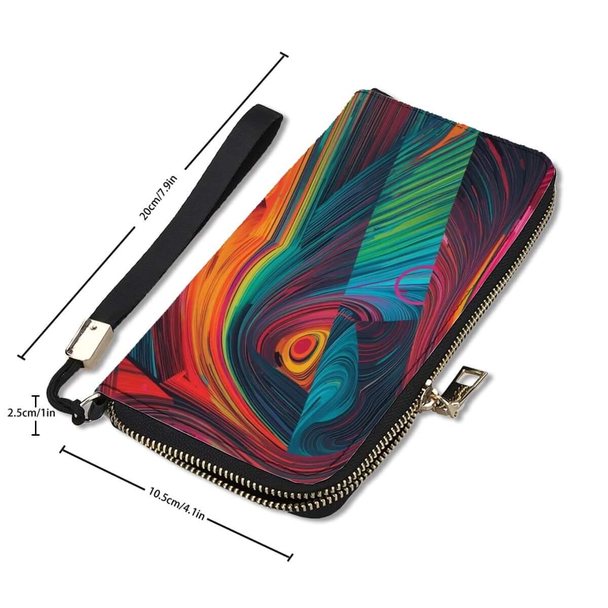 Clutch-Geldbörse für Damen aus hochwertigem PU mit buntem Design, 4,1"x7,9", doppelter UV-Druck, inkl. Aufbewahrungsbeutel-Set (2 Stück)