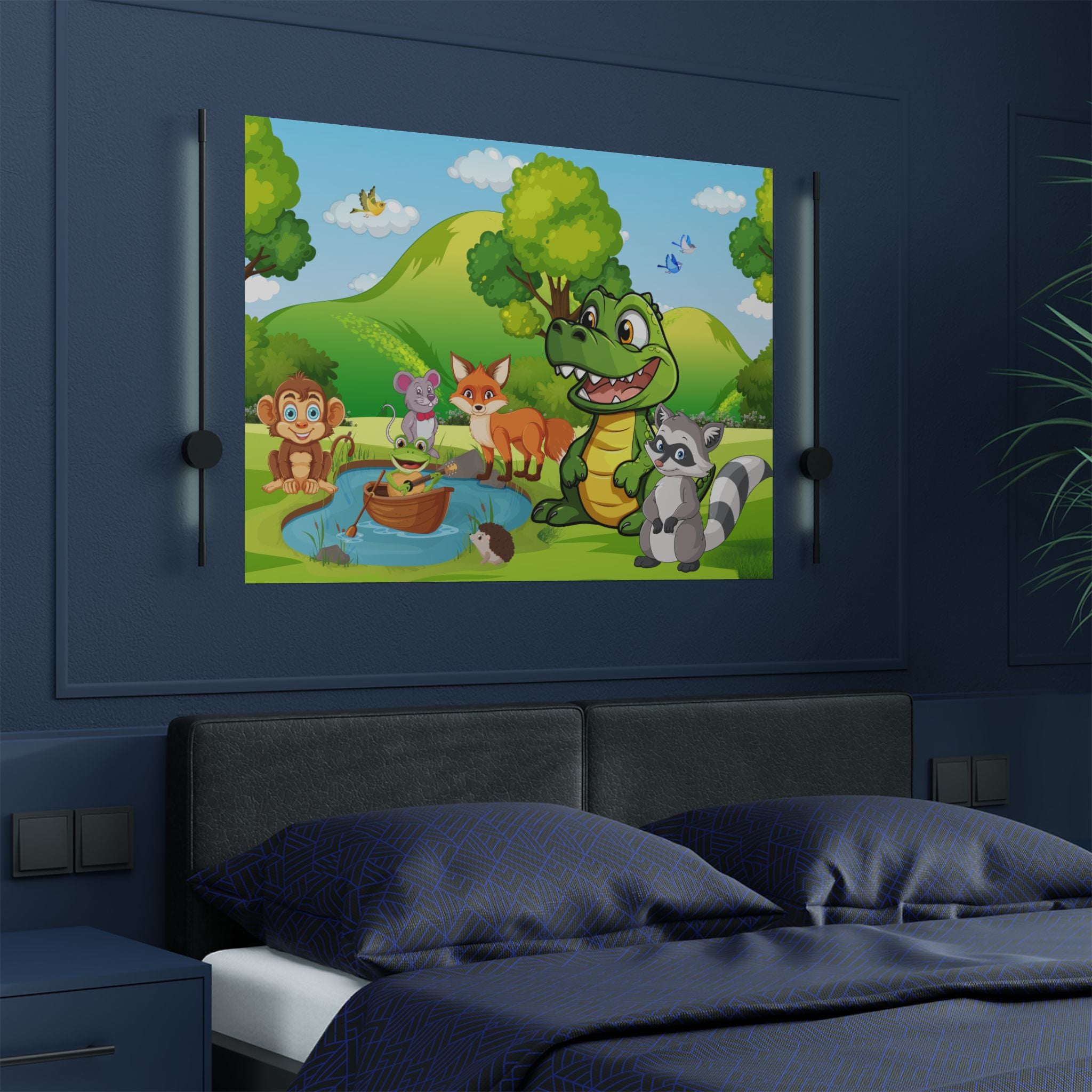 Bunte Tier-Satin-Poster für Kinderzimmer-Dekoration über  das Bett