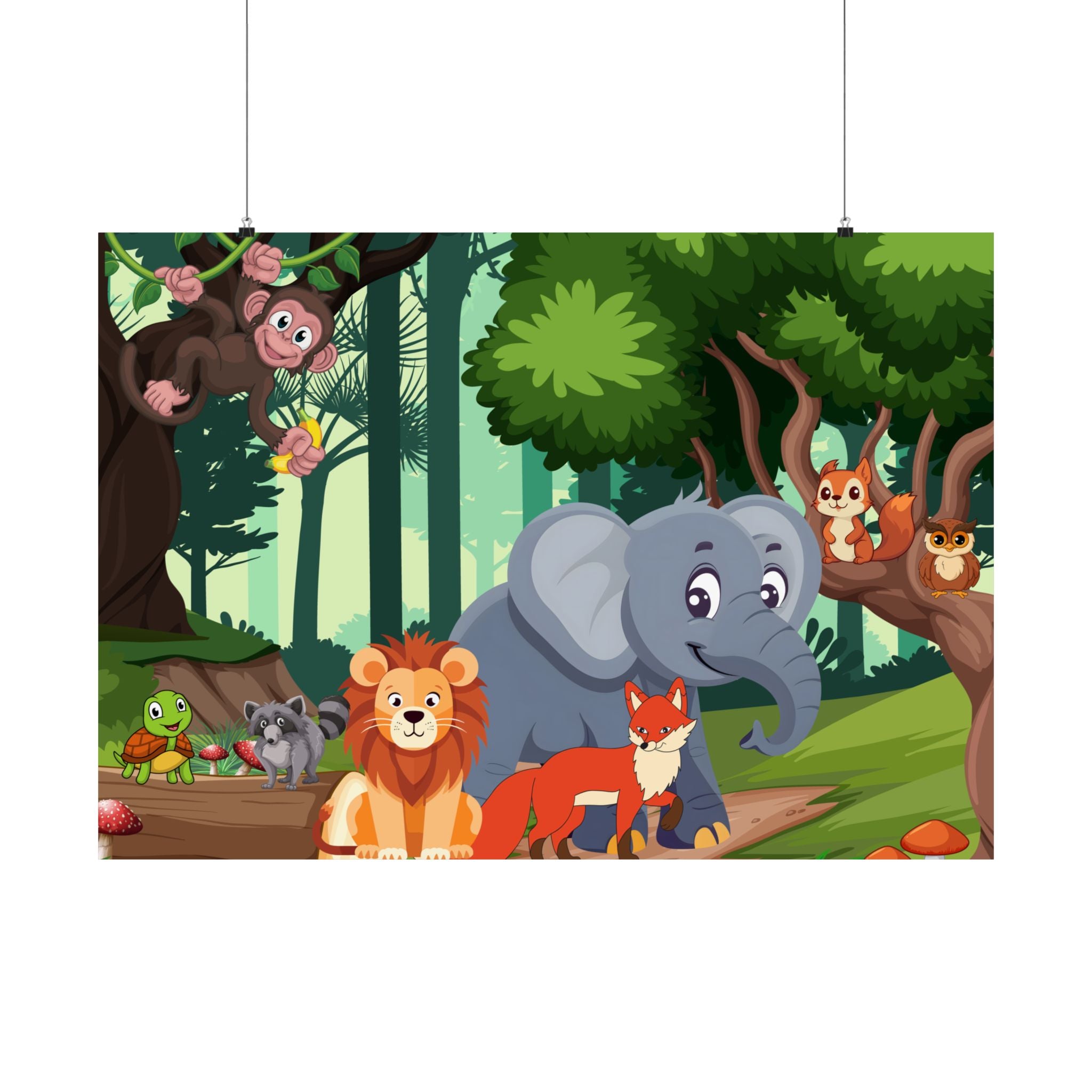 Verspieltes Tier-Kunstposter, Kinderzimmer Dschungel