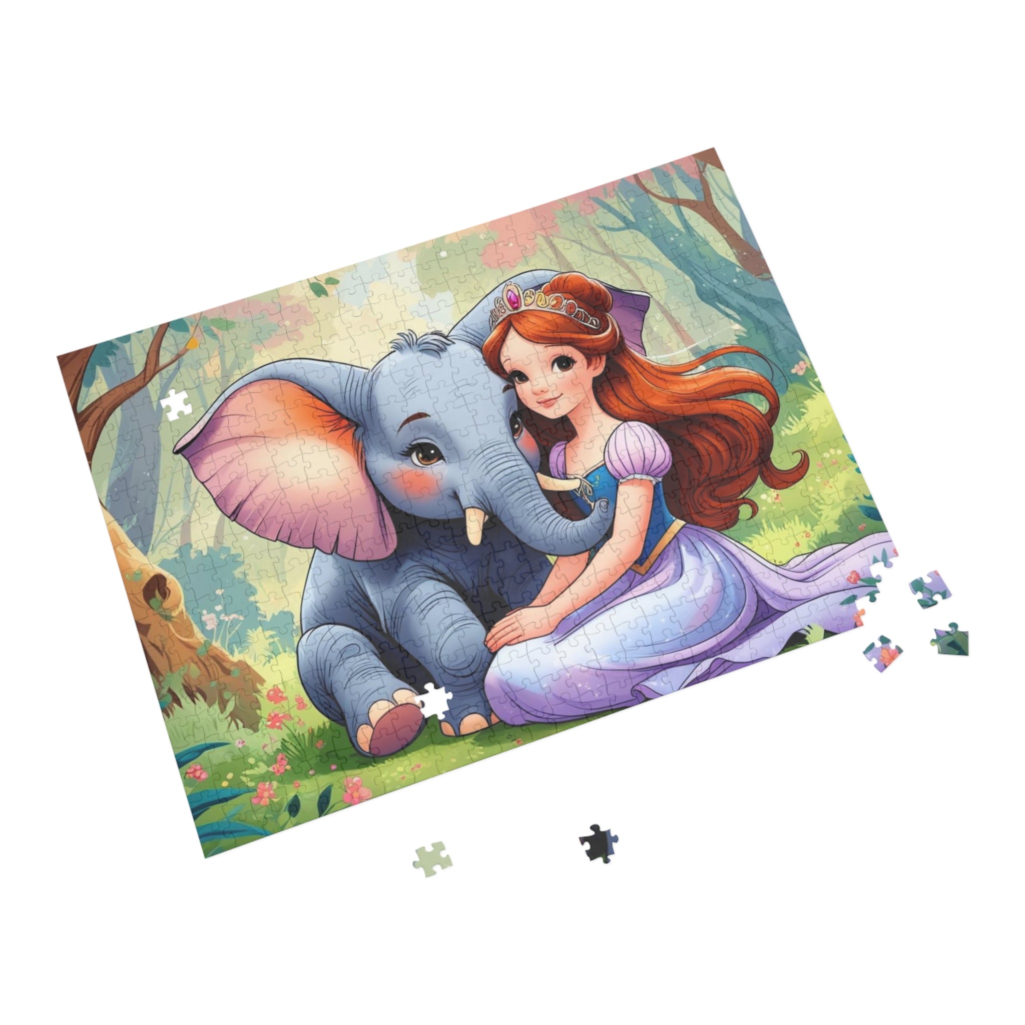 Bezauberndes Prinzessinnen- und Elefanten-Puzzle für Kleinkinder