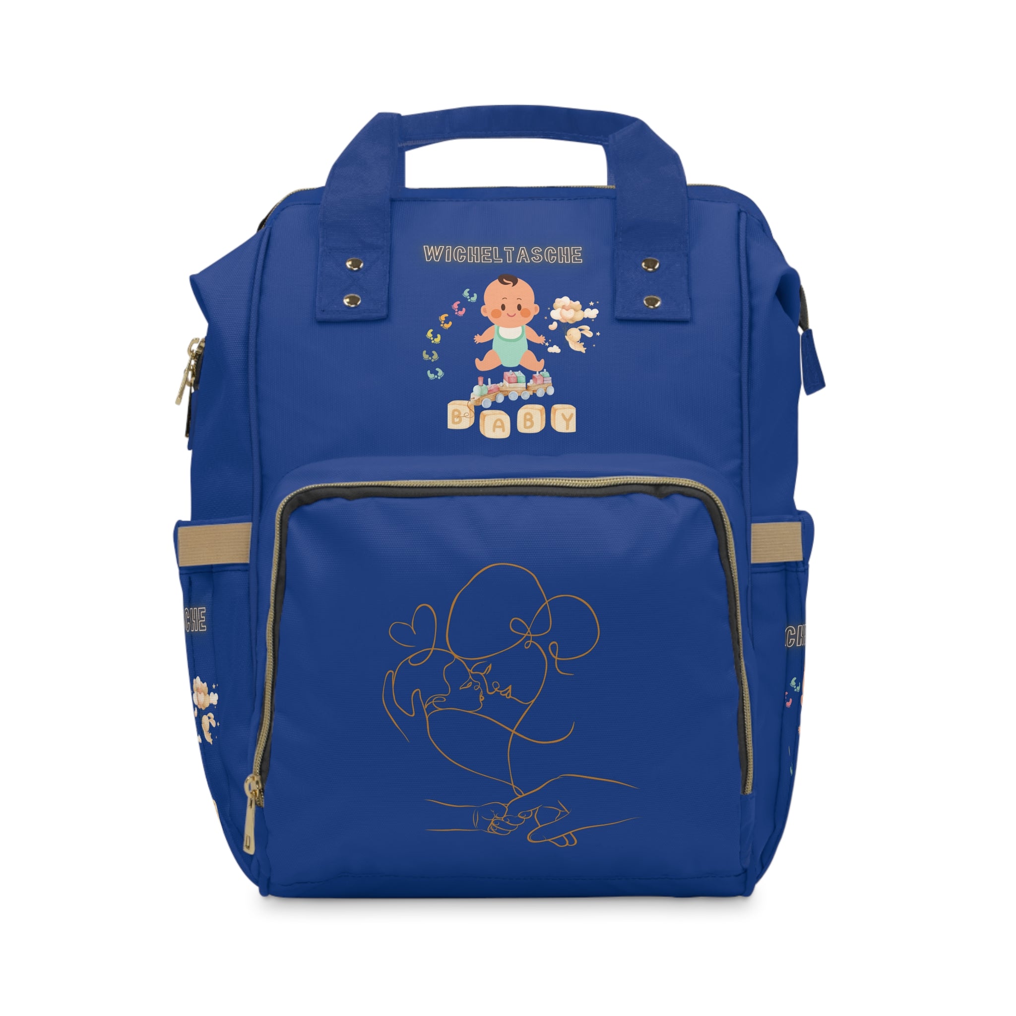 Stilvoller multifunktionaler Wickelrucksack für junge Mütter – Baby Essentials Gear blau