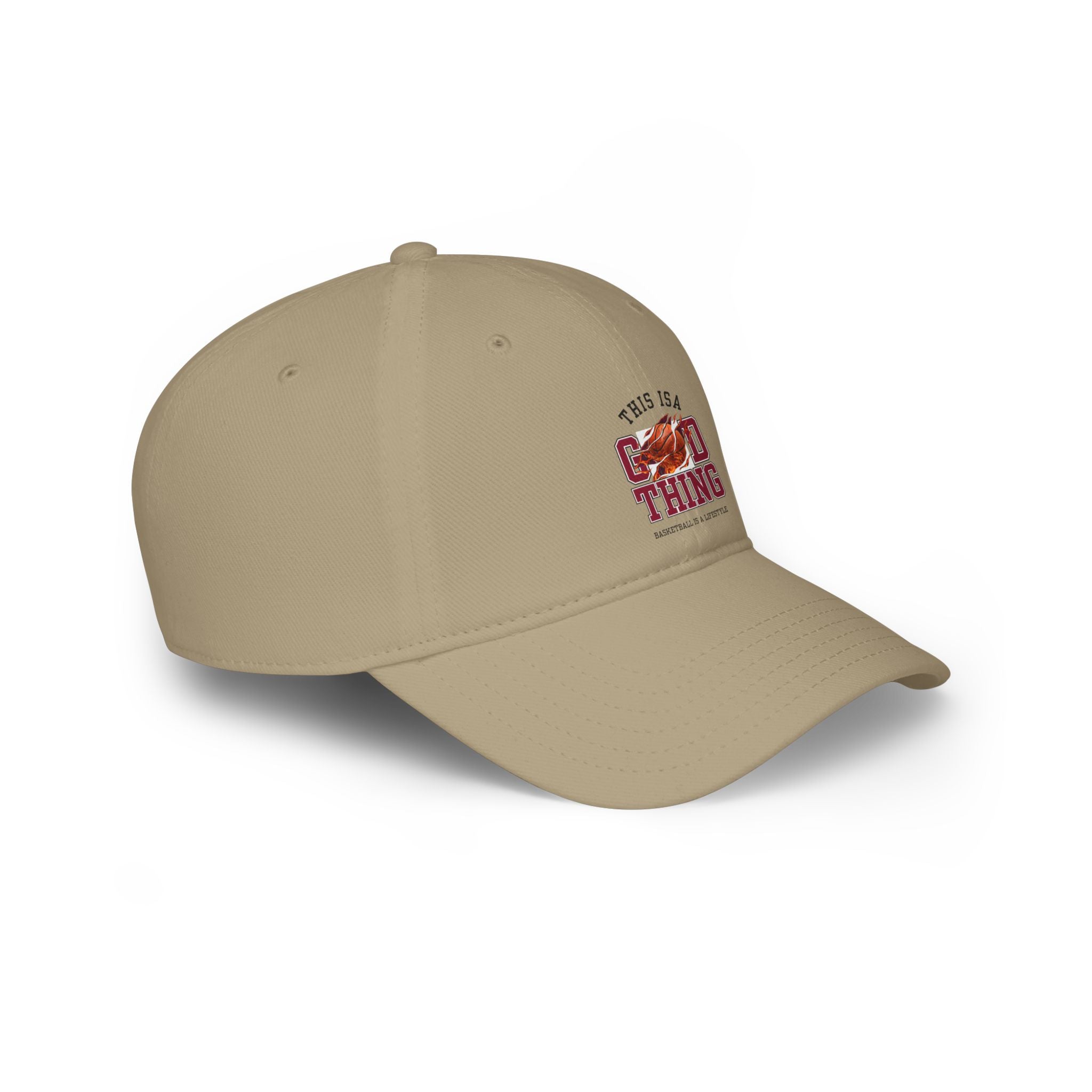Low Profile Baseball Cap n der Farbe Khaki mit ein Design seitlich