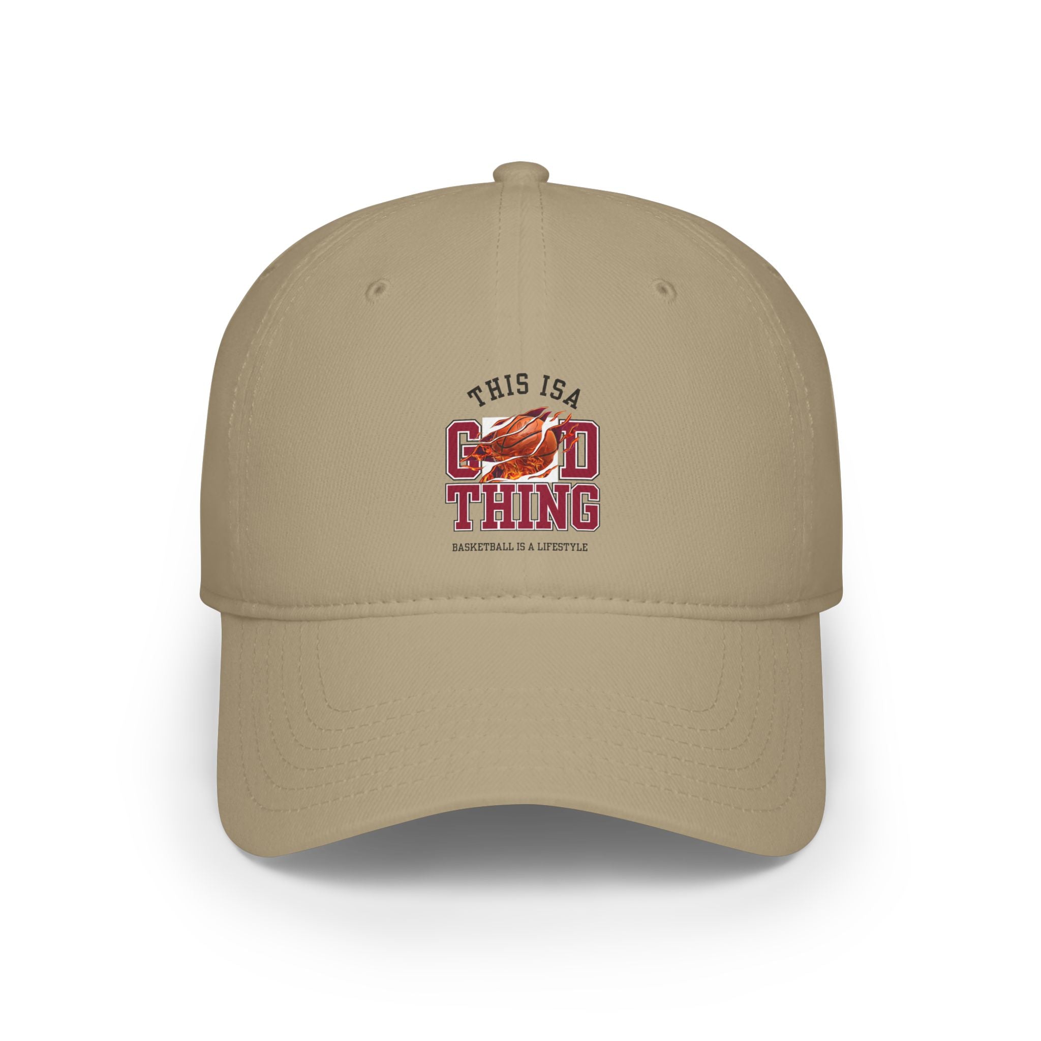 Low Profile Baseball Cap n der Farbe Khaki mit ein Design