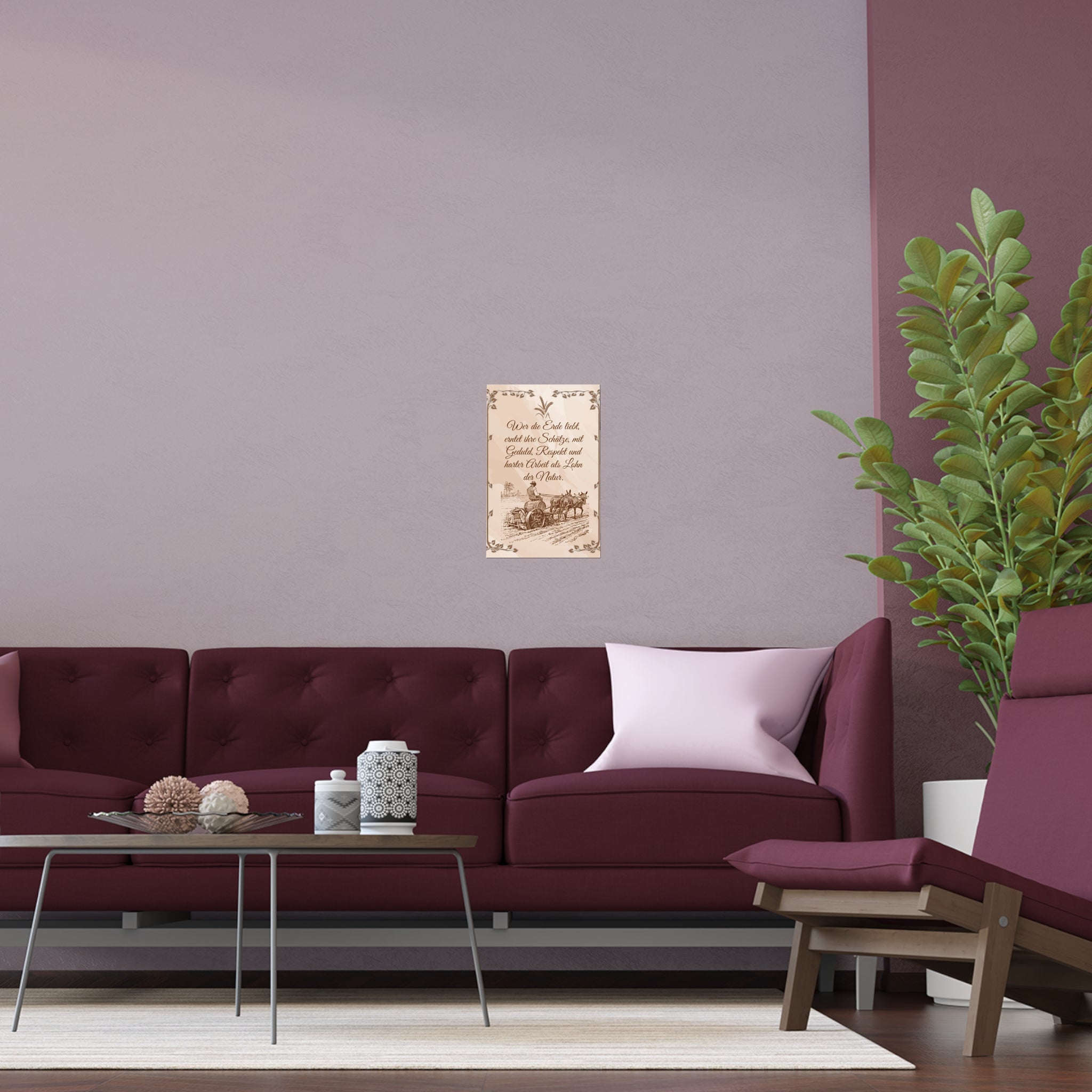 Silk Poster - Bauernspruch with Bauerliche Motiven Design über das Sofa