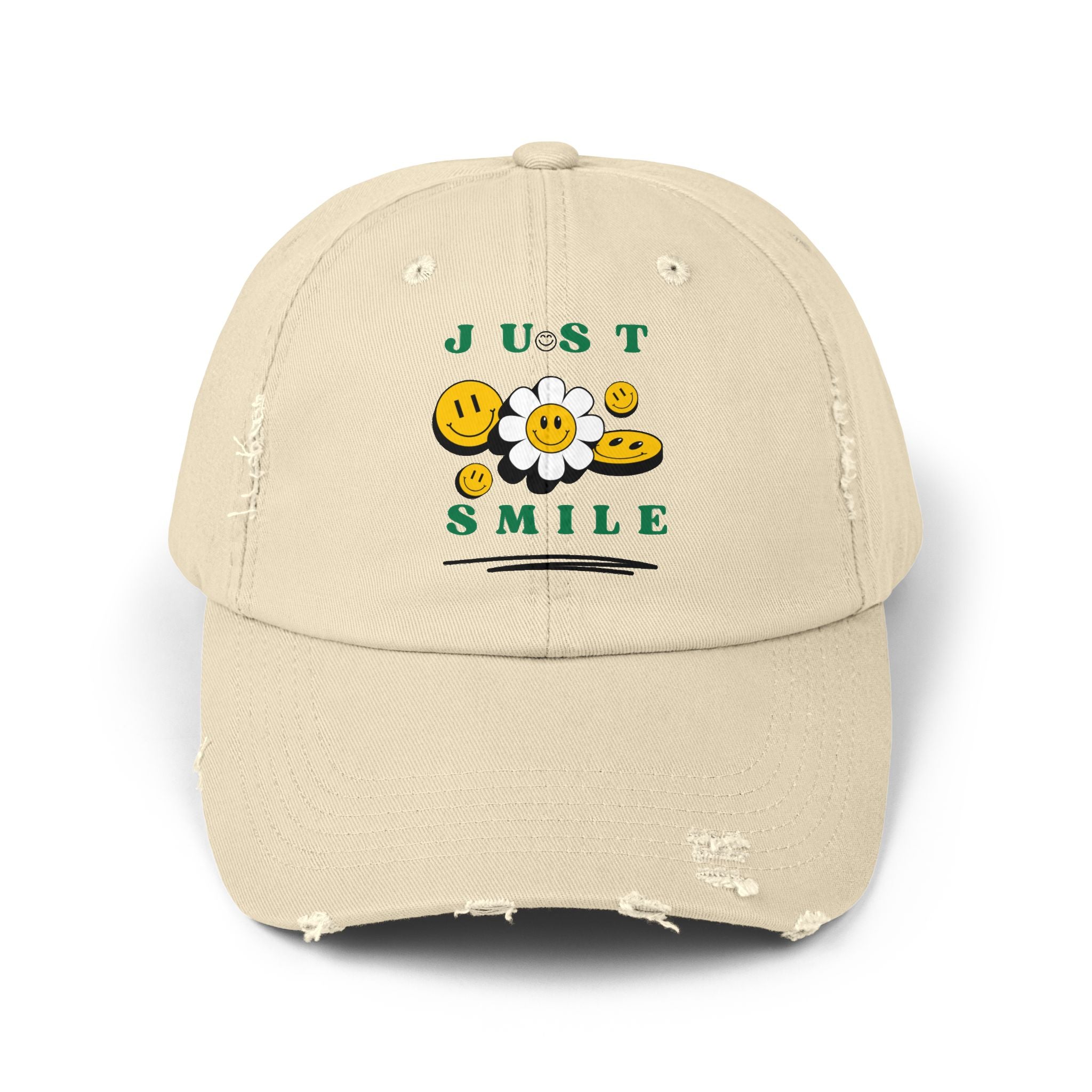 Unisex Distressed Cap mit ein Smile Design