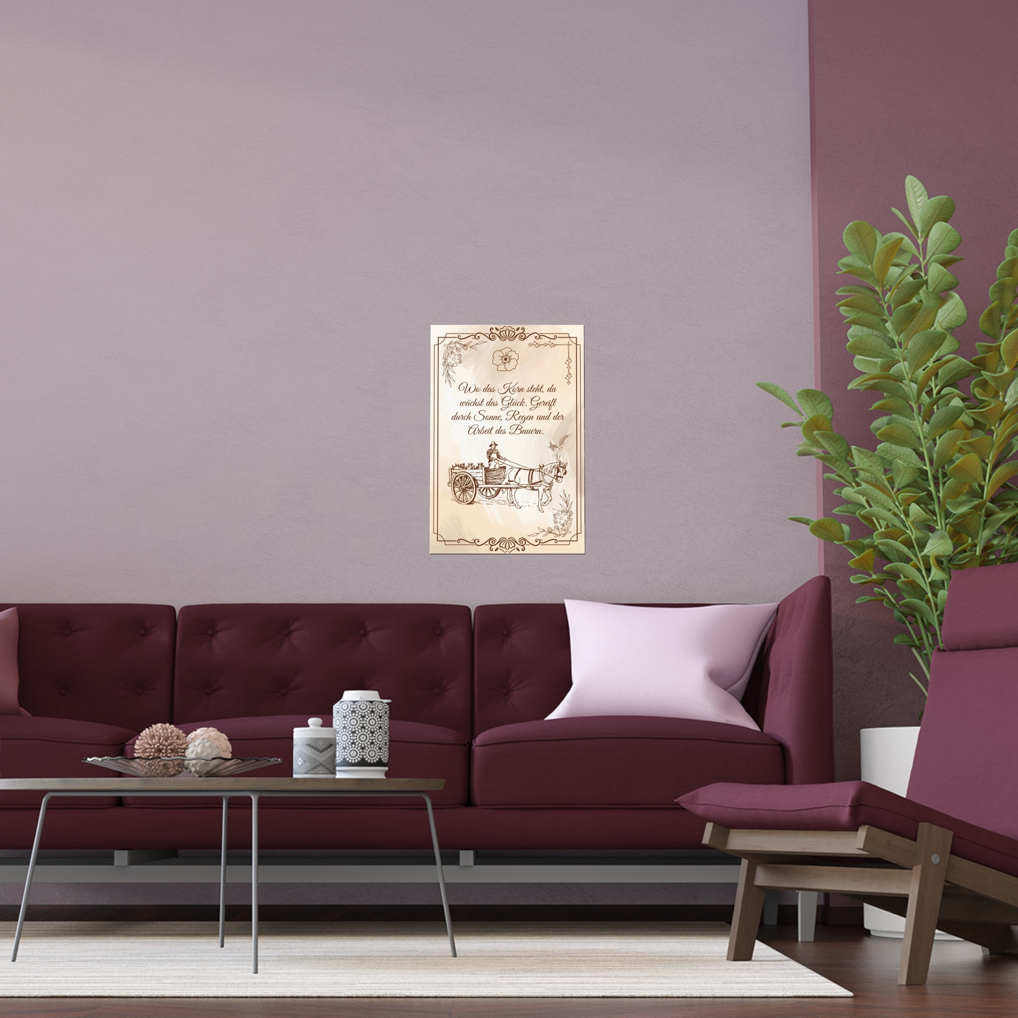 Bezaubernde Wandkunst aus Seide, Vintage-Poster für die Inneneinrichtung mit ein Spruch über das Sofa