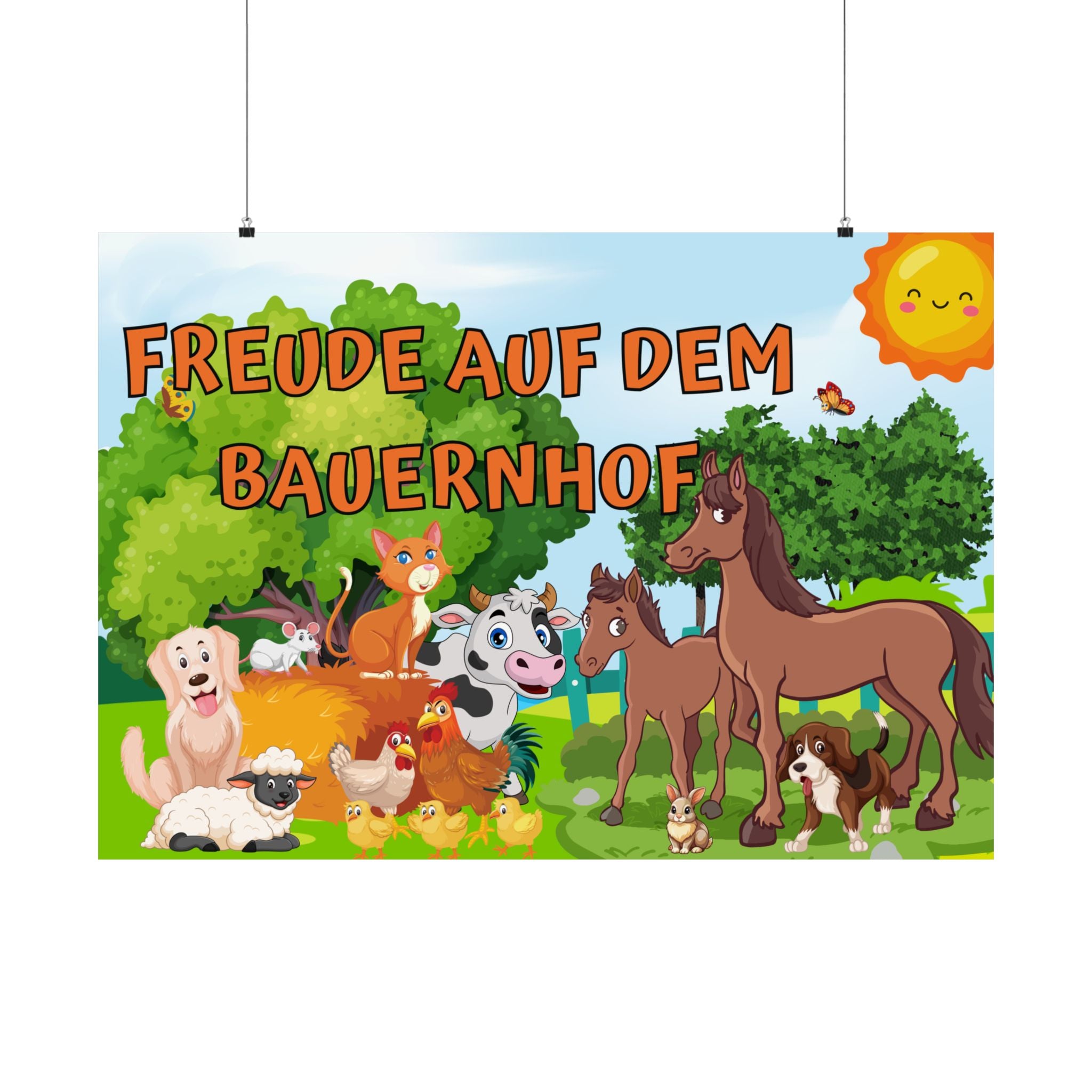 Süßes Tierfarm Satin Poster, Kinderzimmer Dekor, Bauernhof
