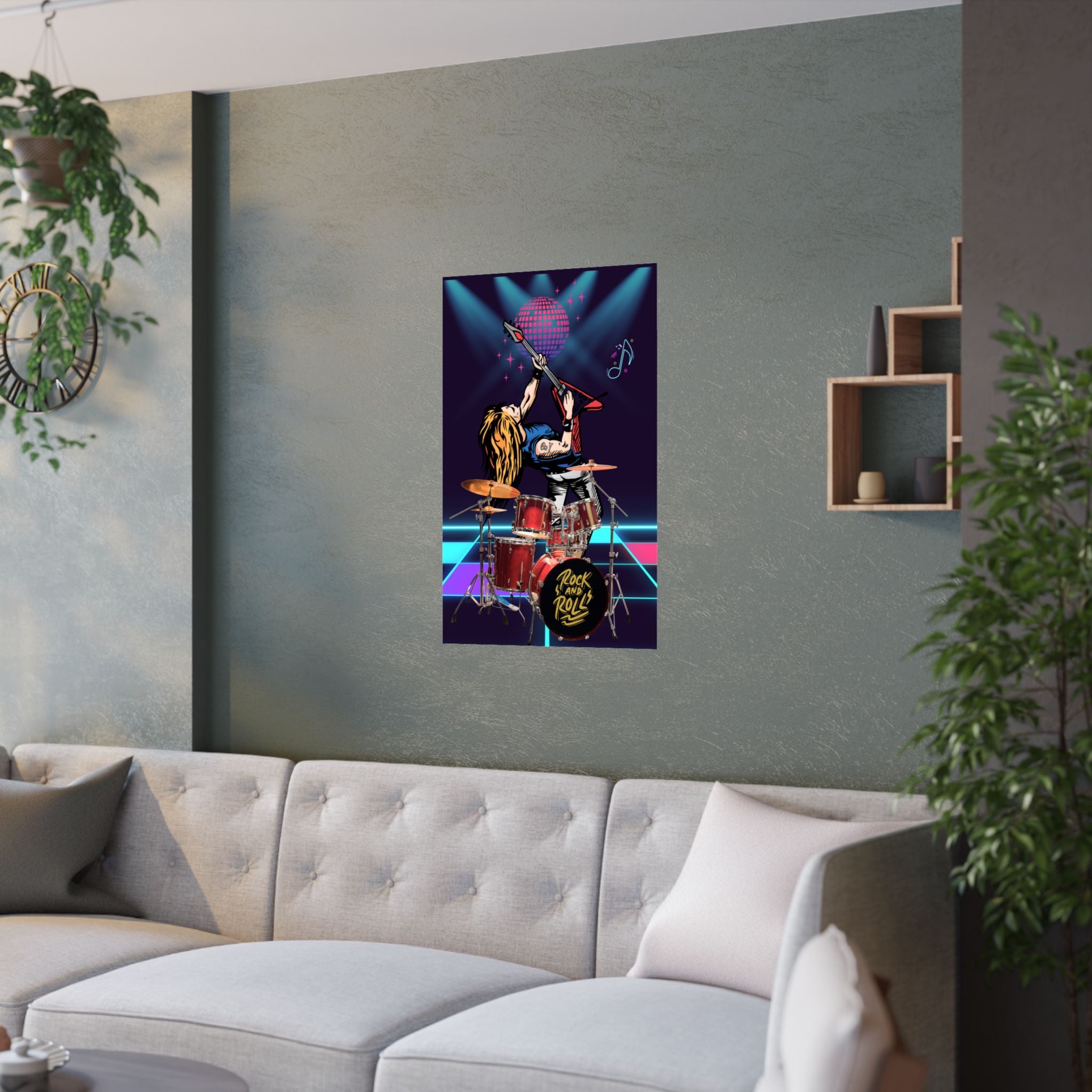 Rock and Roll Satin Poster, Musik Wandkunst, Retro Deko hängt über das  Sofa