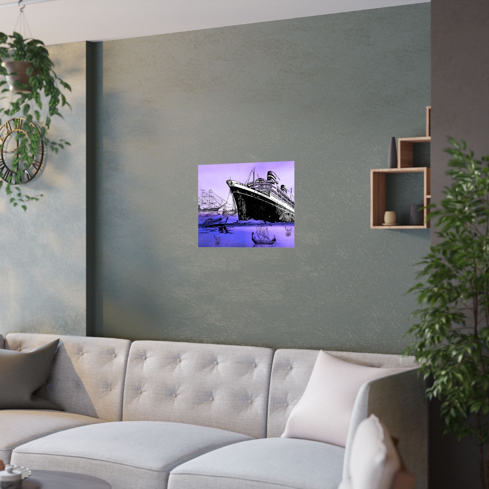 Maritimes Satin Poster, Vintage Schiffskunst Dekoration über das Sofa
