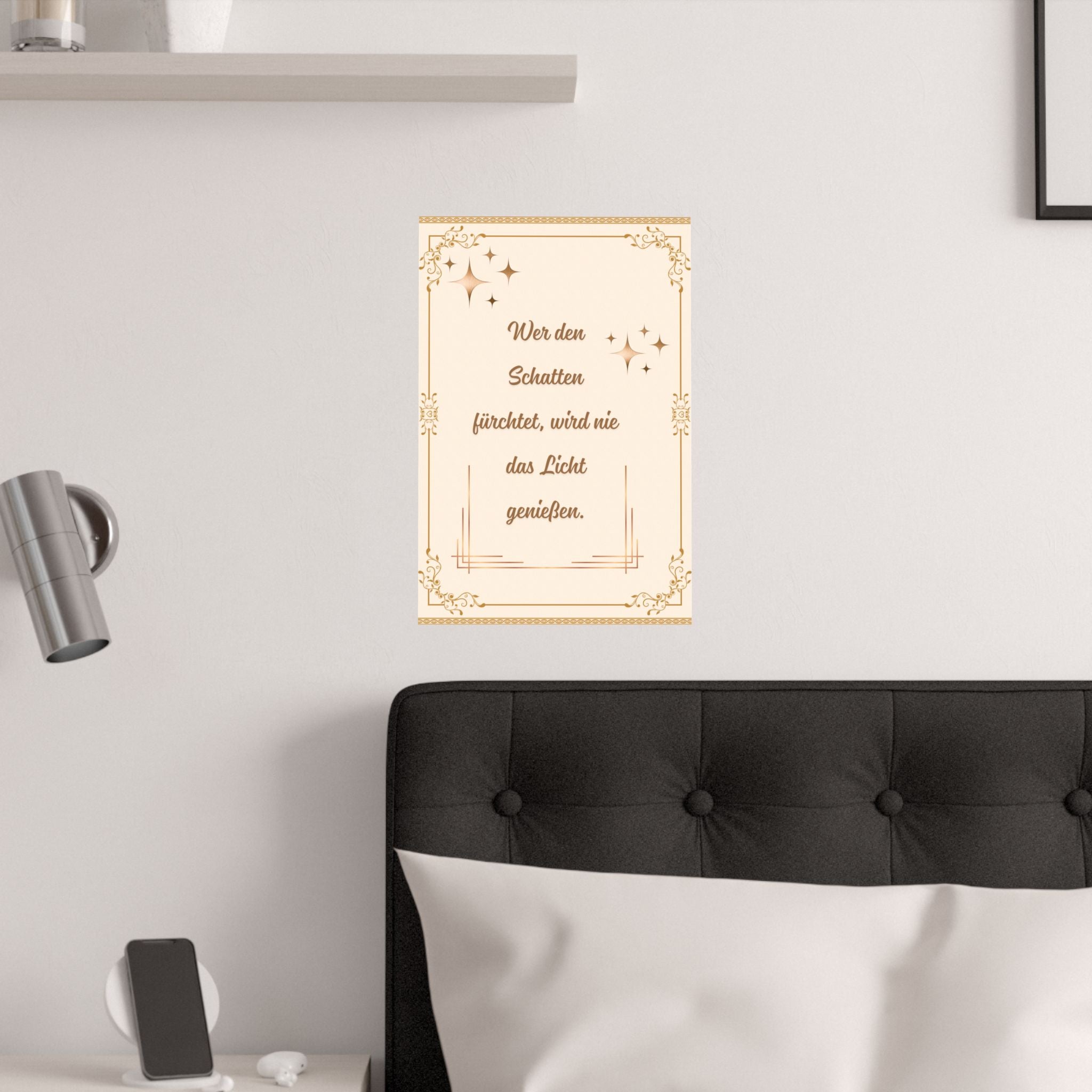 Elegantes Satin-Wandkunst-Poster | Inspirierendes Zitat-Dekor über das Bett