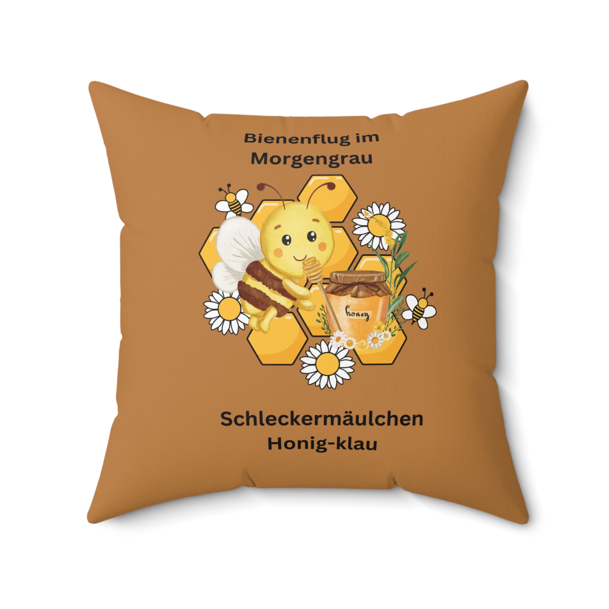 Bienen-inspiriertes Kissen, süßes Bienenkissen in Hellbraun