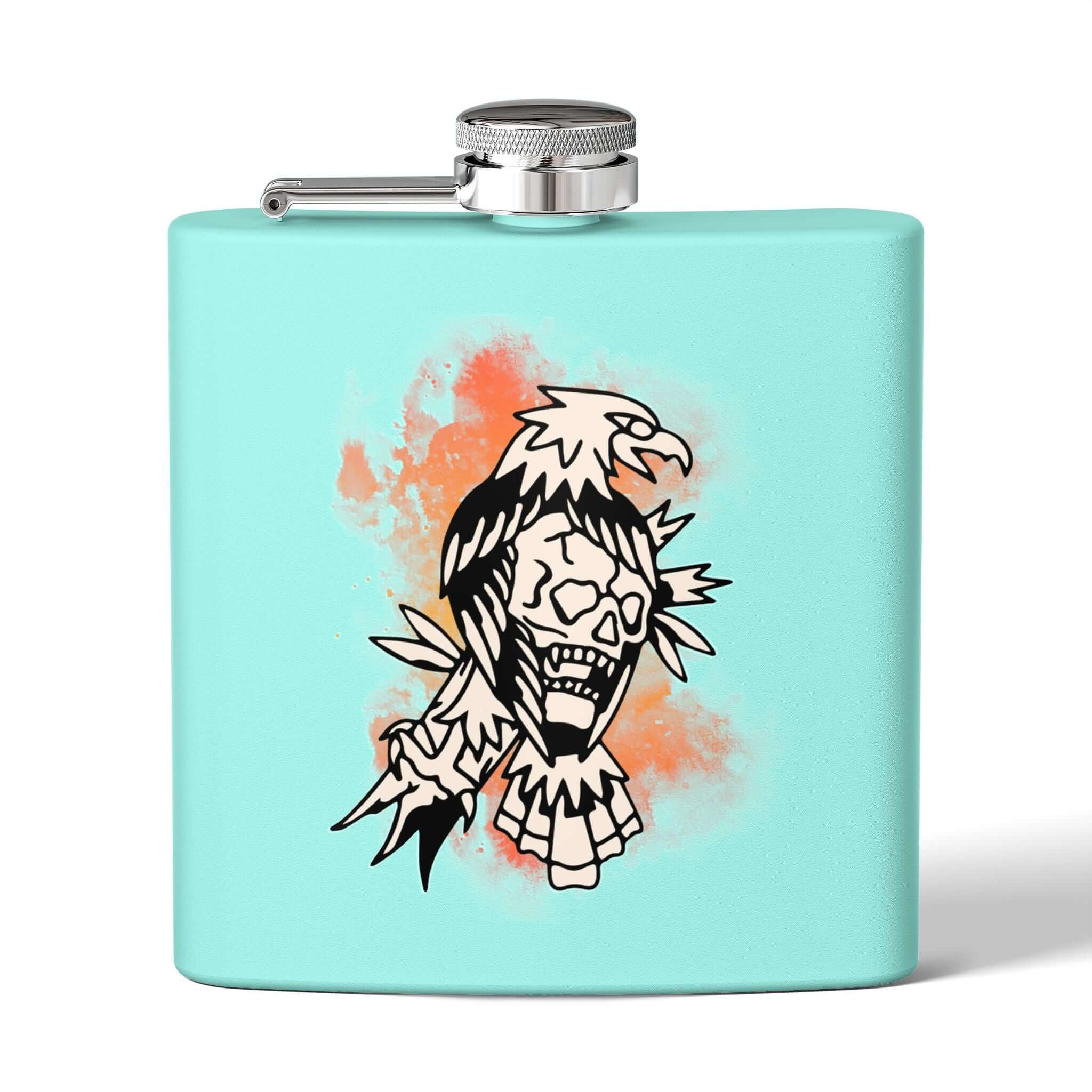 Edelstahl-Flachmann mit Totenkopf-Design, kompakter 6-Unzen-Behälter mit lebendigem Design für unterwegs