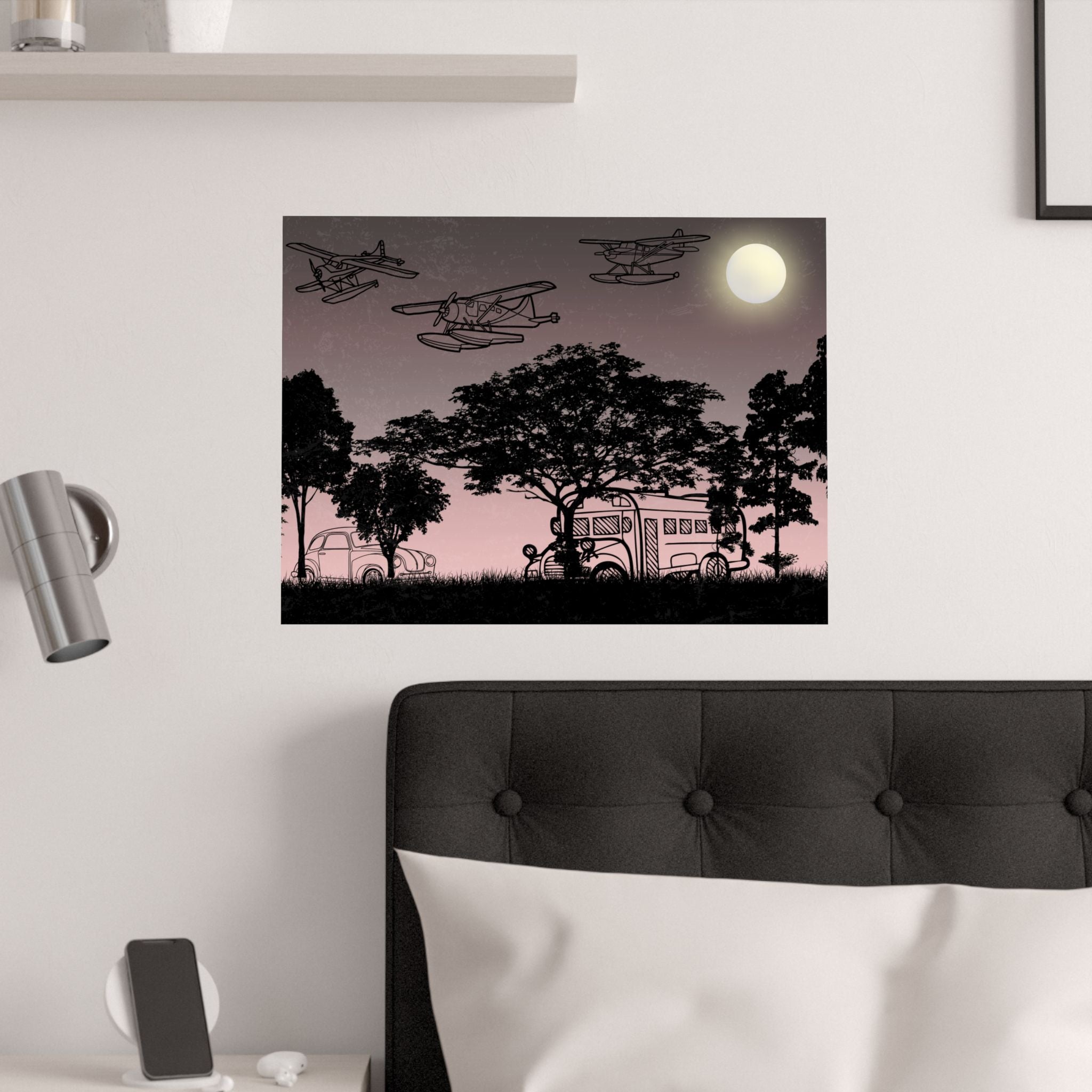 Schatten Vintage Flugzeug Wand Kunstdruck Poster über das Bett