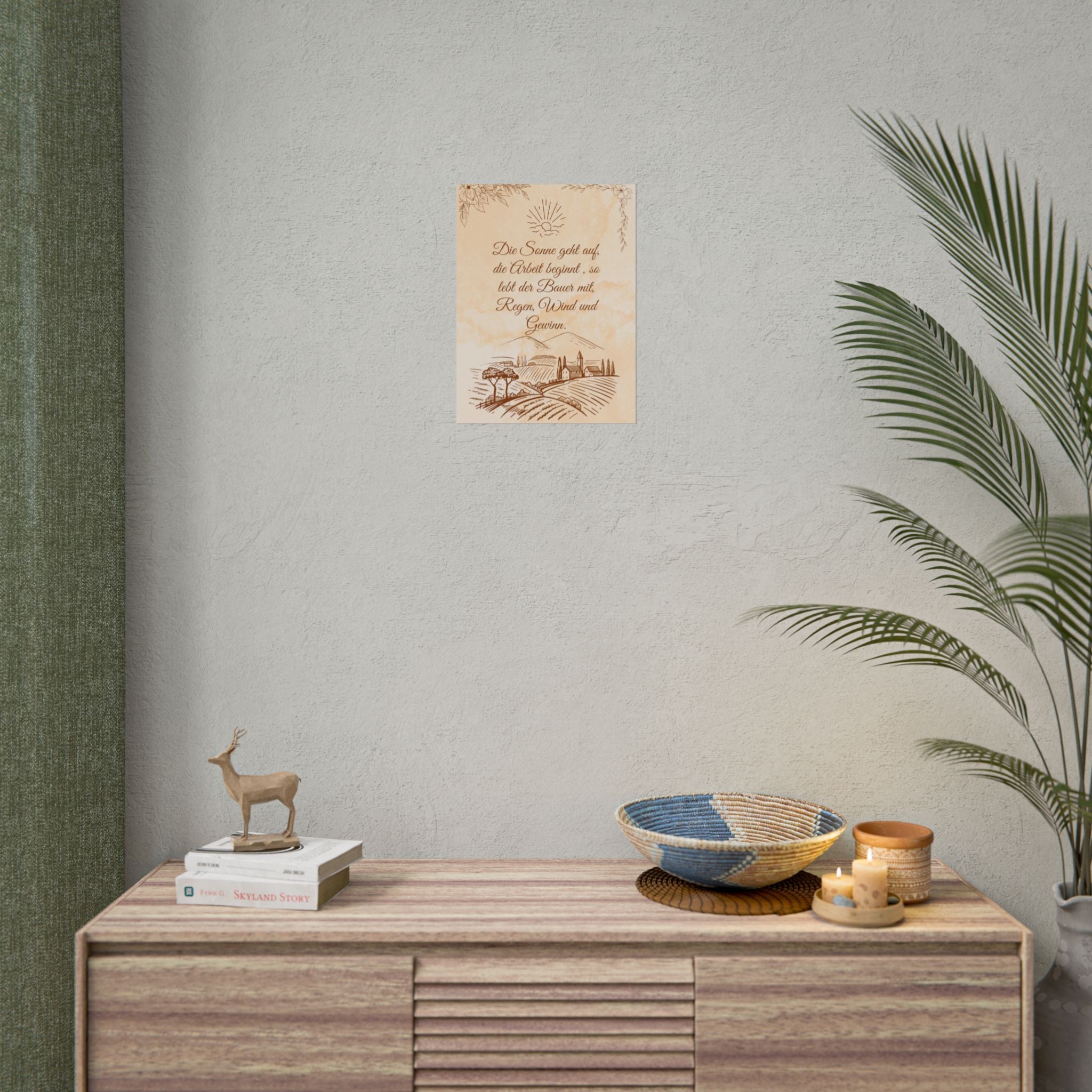 Rustikales  Bauernhaus -Rollposter, Vintage- Wandkunst ,mit ein Spuch
