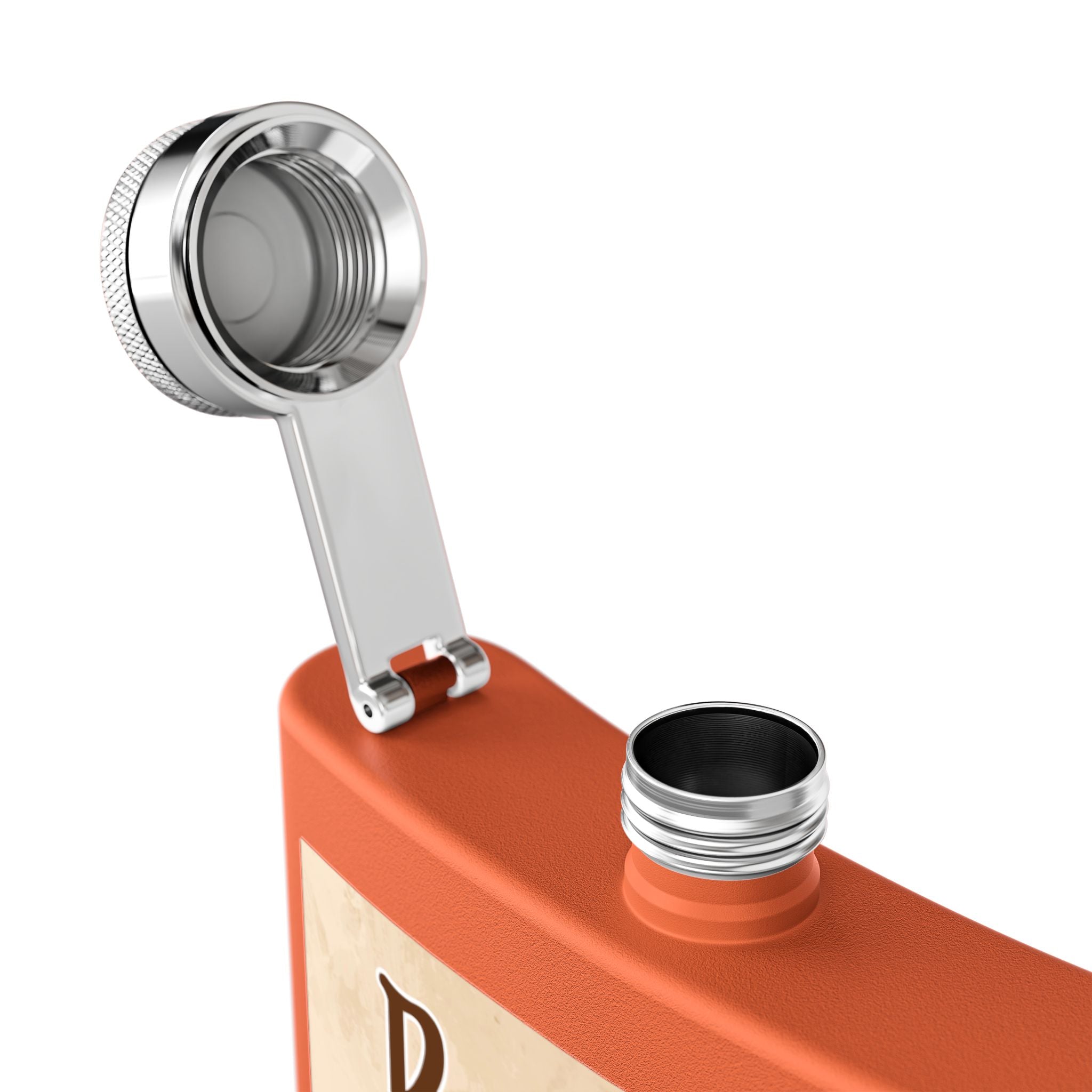Rodeo-Flachmann aus Edelstahl Cowboy-Geschenk orange  Verschluss