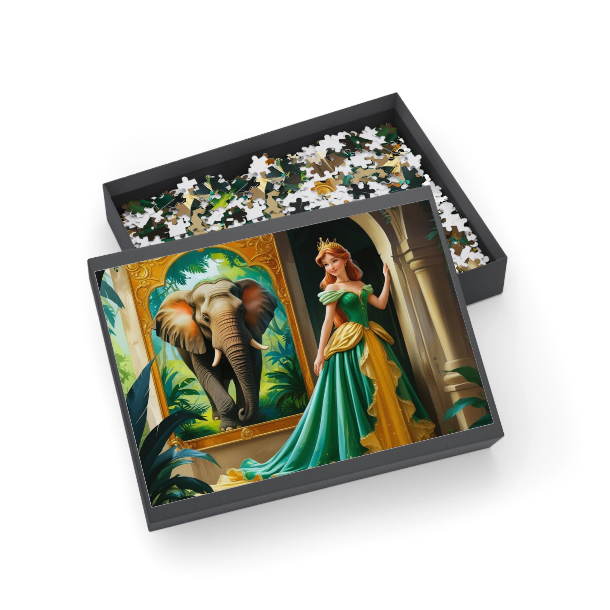 Prinzessinnen- und Elefanten-Puzzle bezauberndes 1000-teiliges Puzzle in einer Schachtel