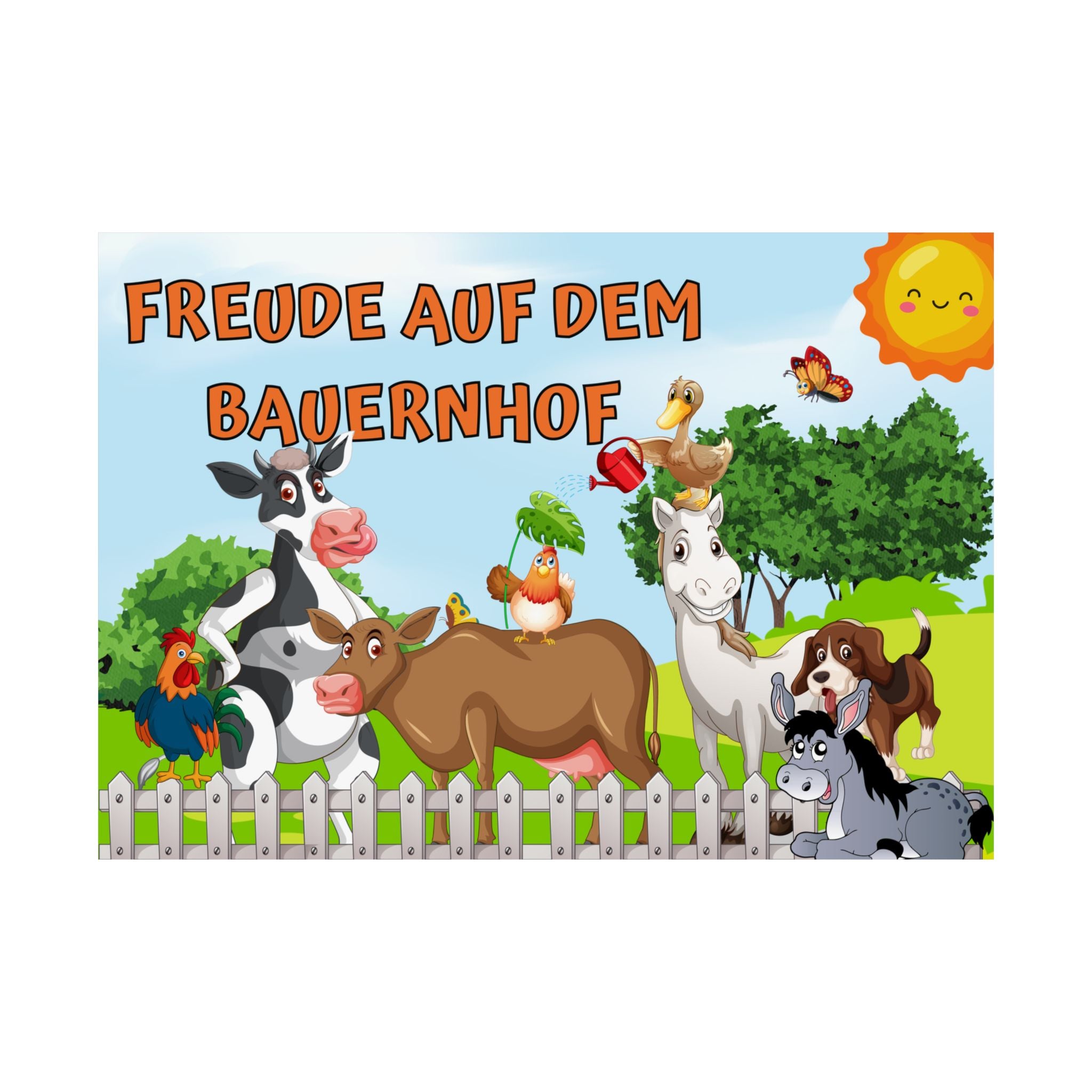 Bauernhof Tier Dekor Poster, Fröhlicher Bauernhof Kunstdruck