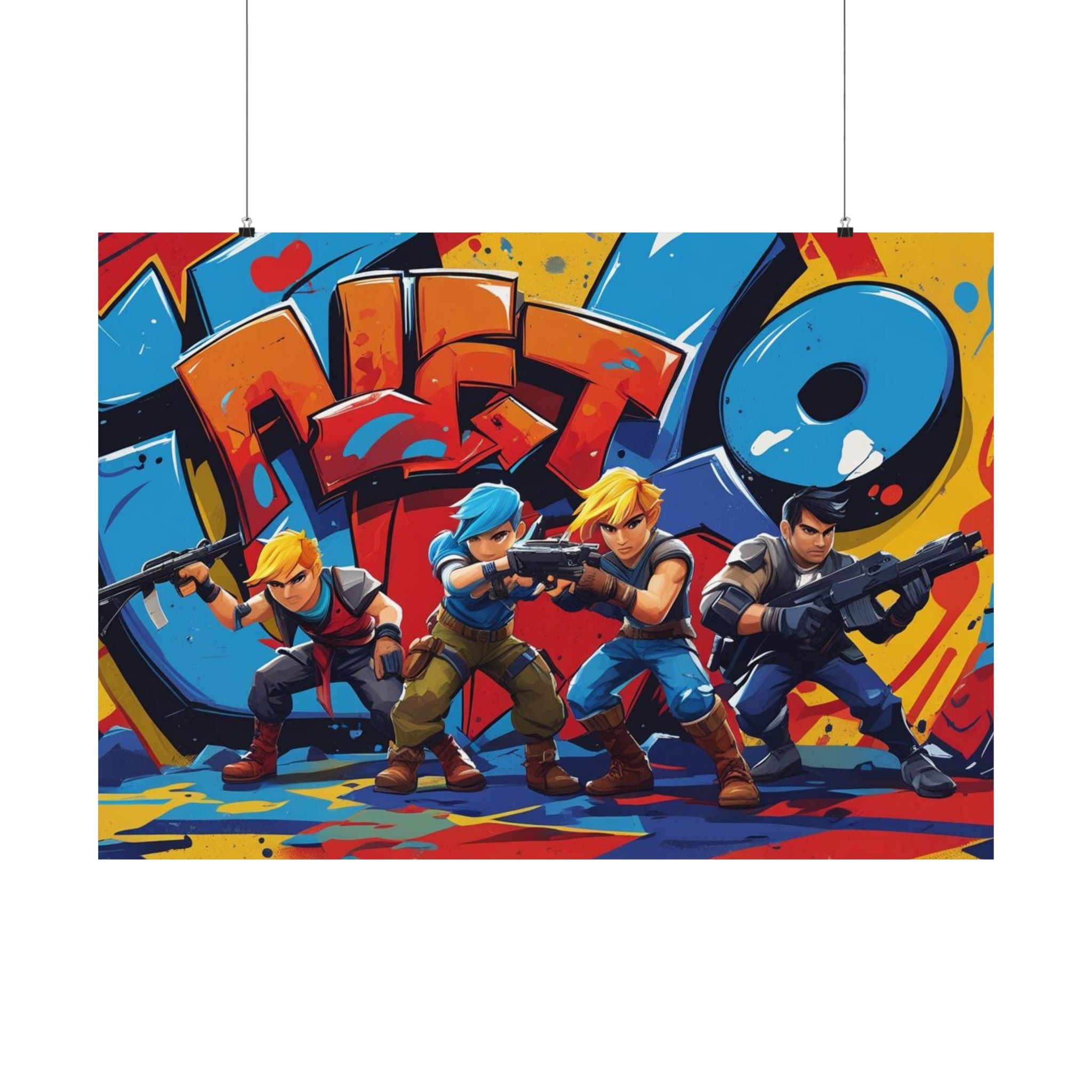 Lebendige Satin-Poster für Gamer, bunte Wandkunst