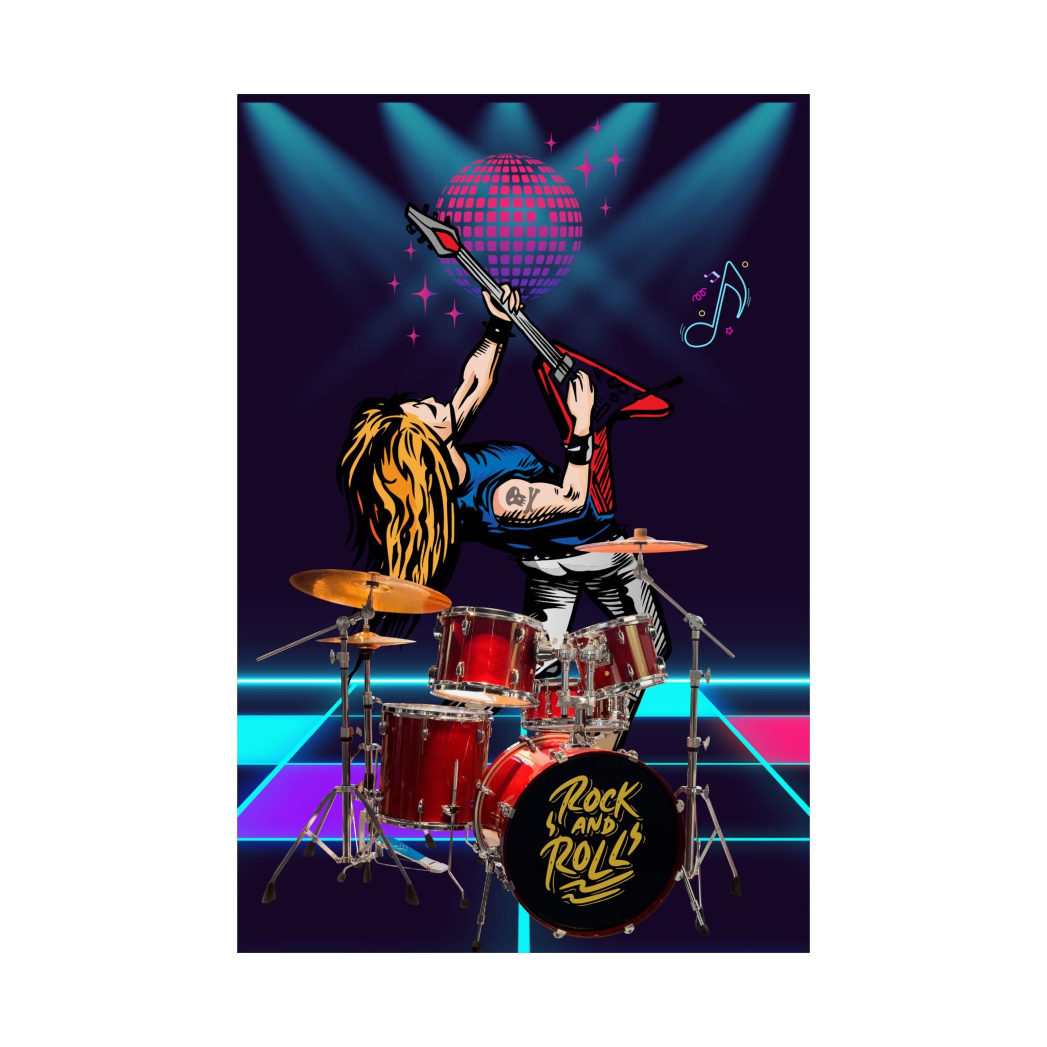 Rock and Roll Satin Poster, Musik Wandkunst, Retro Deko