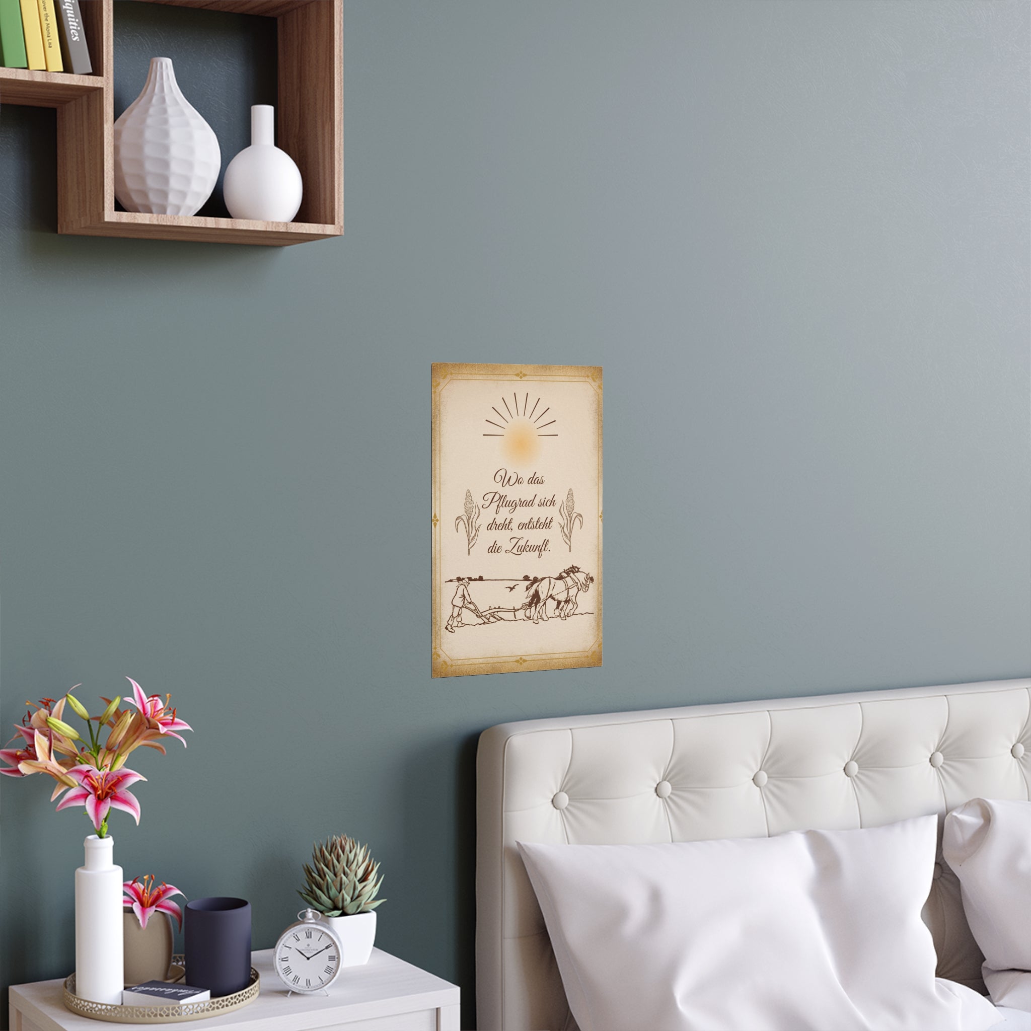 Rustikales Seidenposter mit motivierendem Zitat, Vintage-Bauernhof-Dekor an die Wand