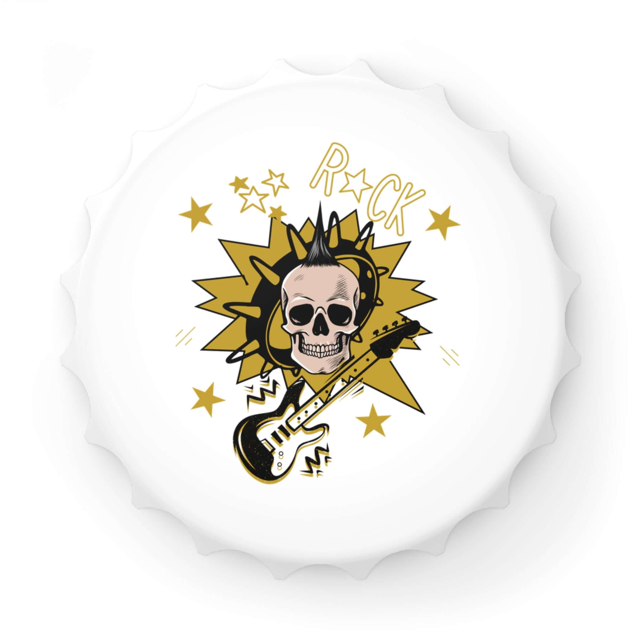 Flaschenöffner in Totenkopf-Gitarrendesign Ein Flaschenöffner, der nicht nur praktisch ist, sondern auch mit seinem rockigen Totenkopf-Gitarrendesign echte Statements setzt. Perfekt für alle, die Musik und außergewöhnliche Accessoires lieben. Design: Kom