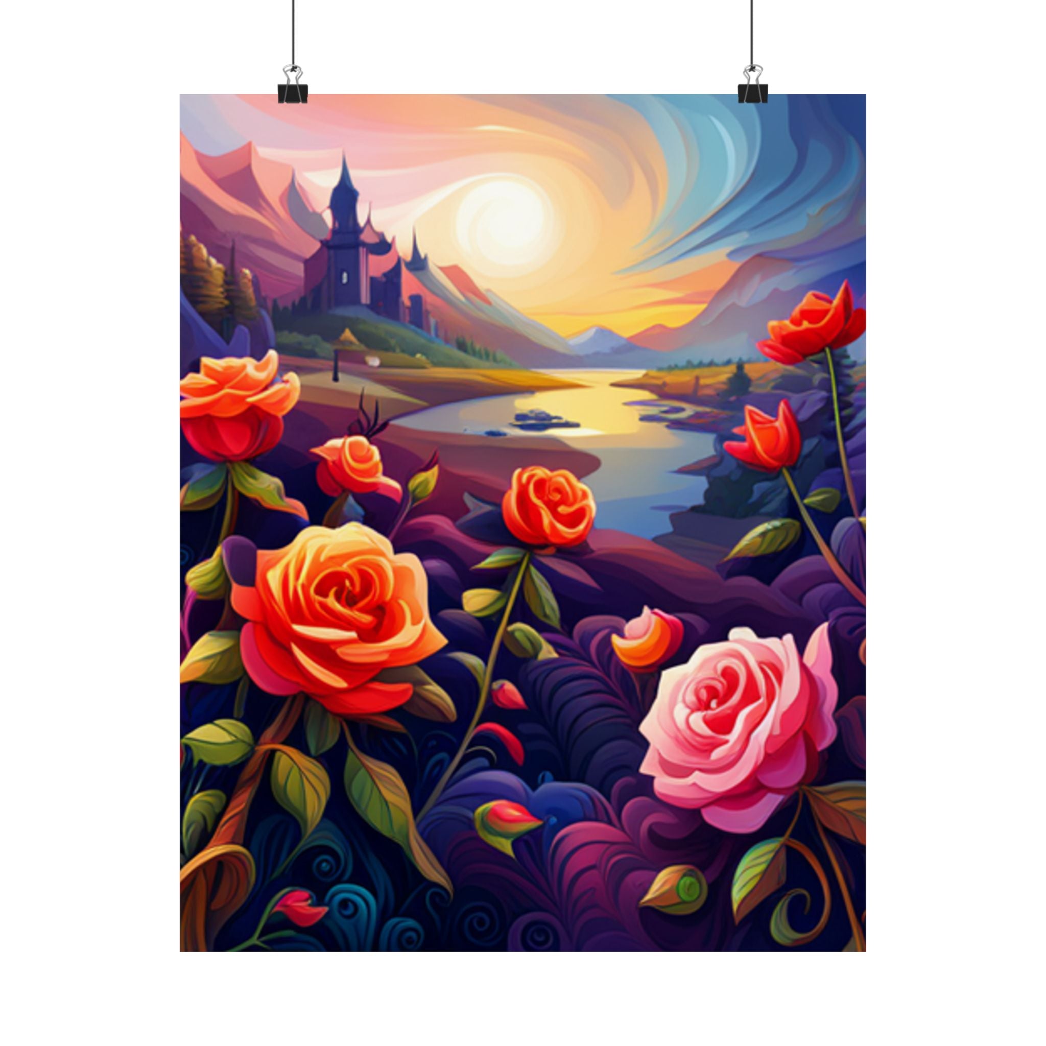 Satinblumen Poster Kunstdruck, Romantisches Wanddekor, Florales Kunstwerk
