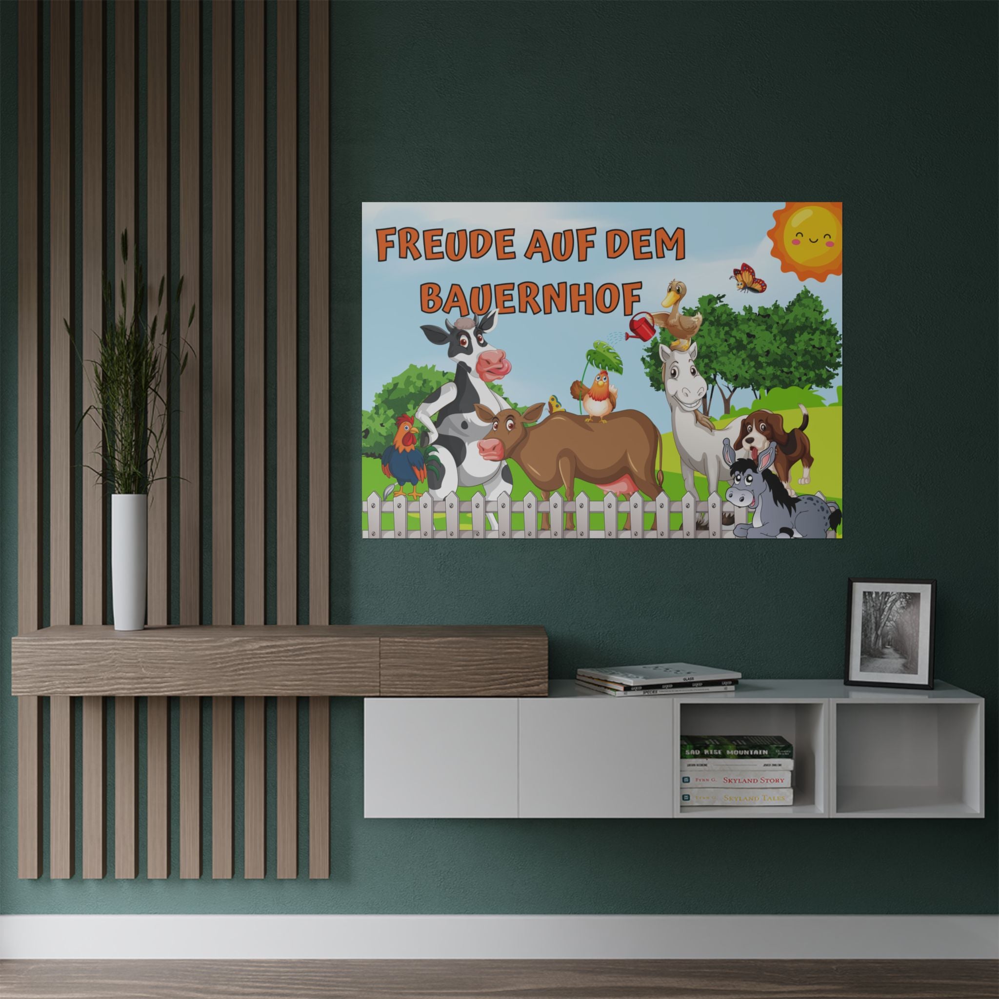 Bauernhof Tier Dekor Poster, fröhlicher Bauernhof Kunstdruck über die Anrichte