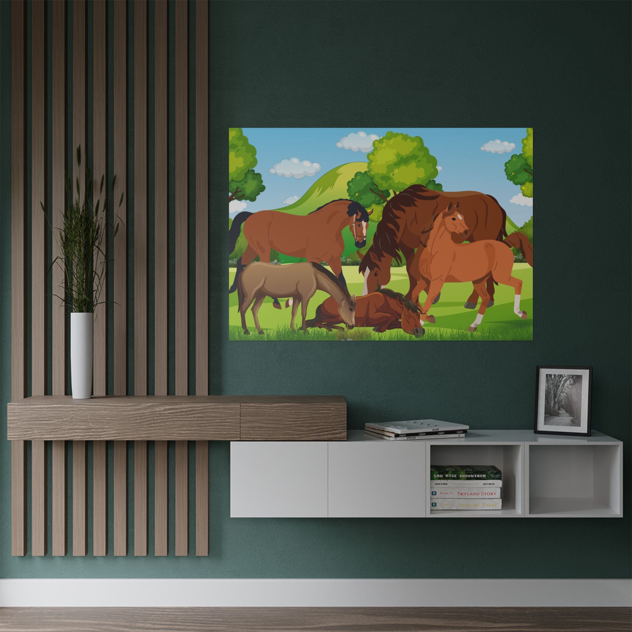 Pferde Kunst Satin Poster, Pferde Dekor über die Anrichte
