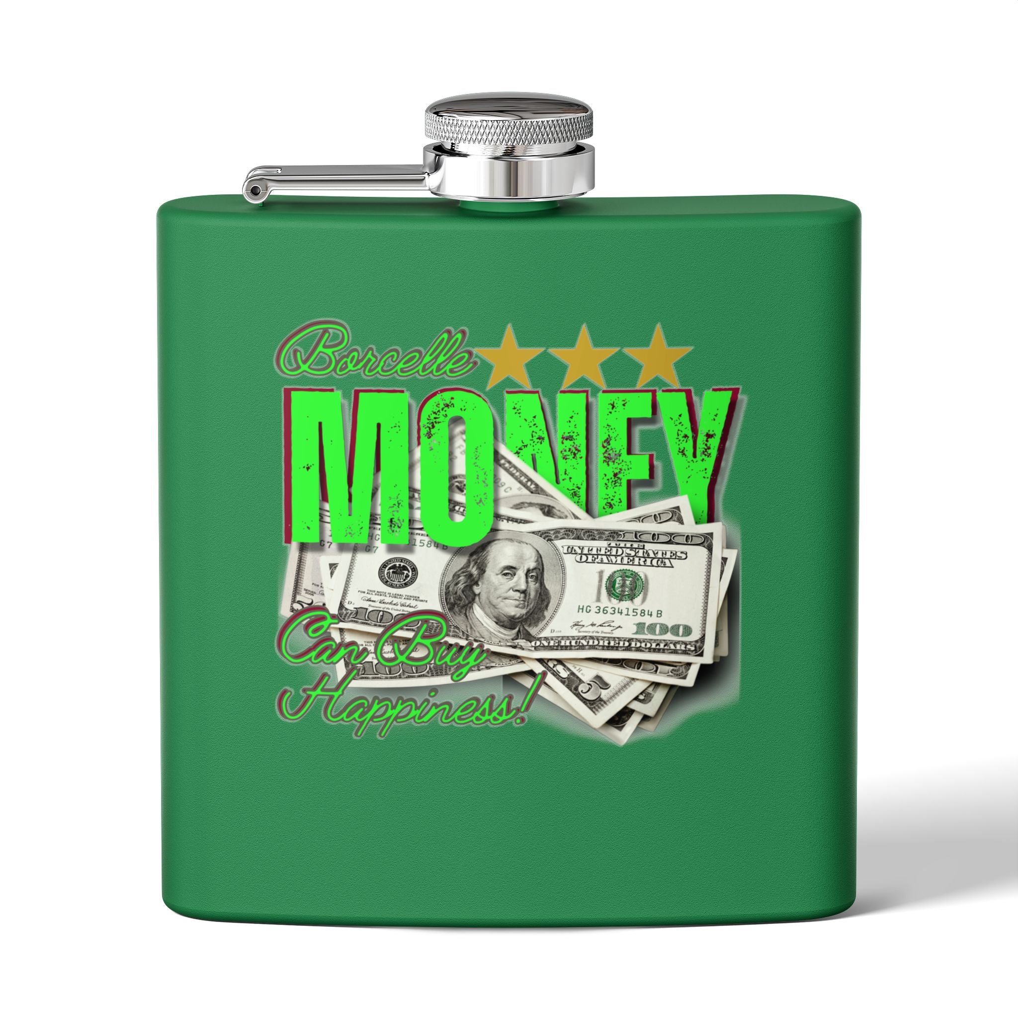 Edelstahl-Flachmann – 170 ml – perfektes Geschenk mit ein Geldscheine Design in Grün