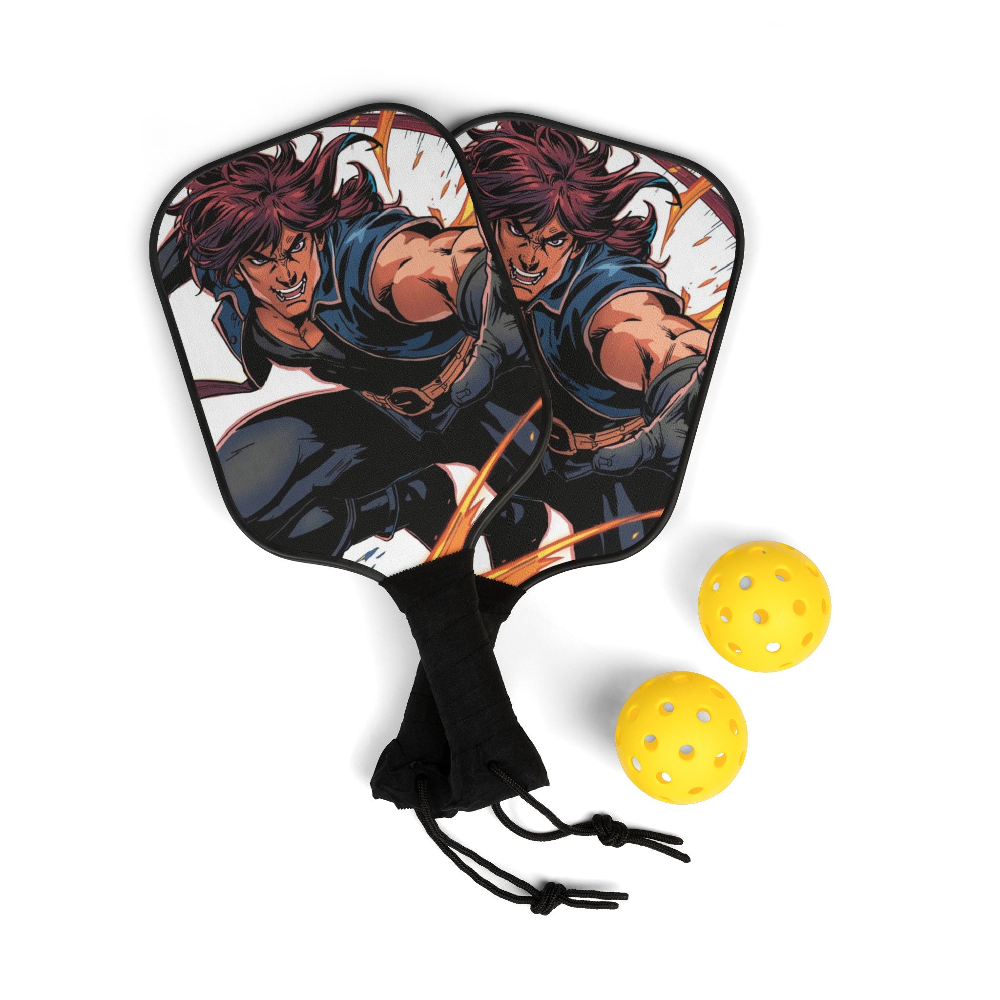 Pickleball-Schläger-Set mit auffälligem Design zwei mit zwei Bälle