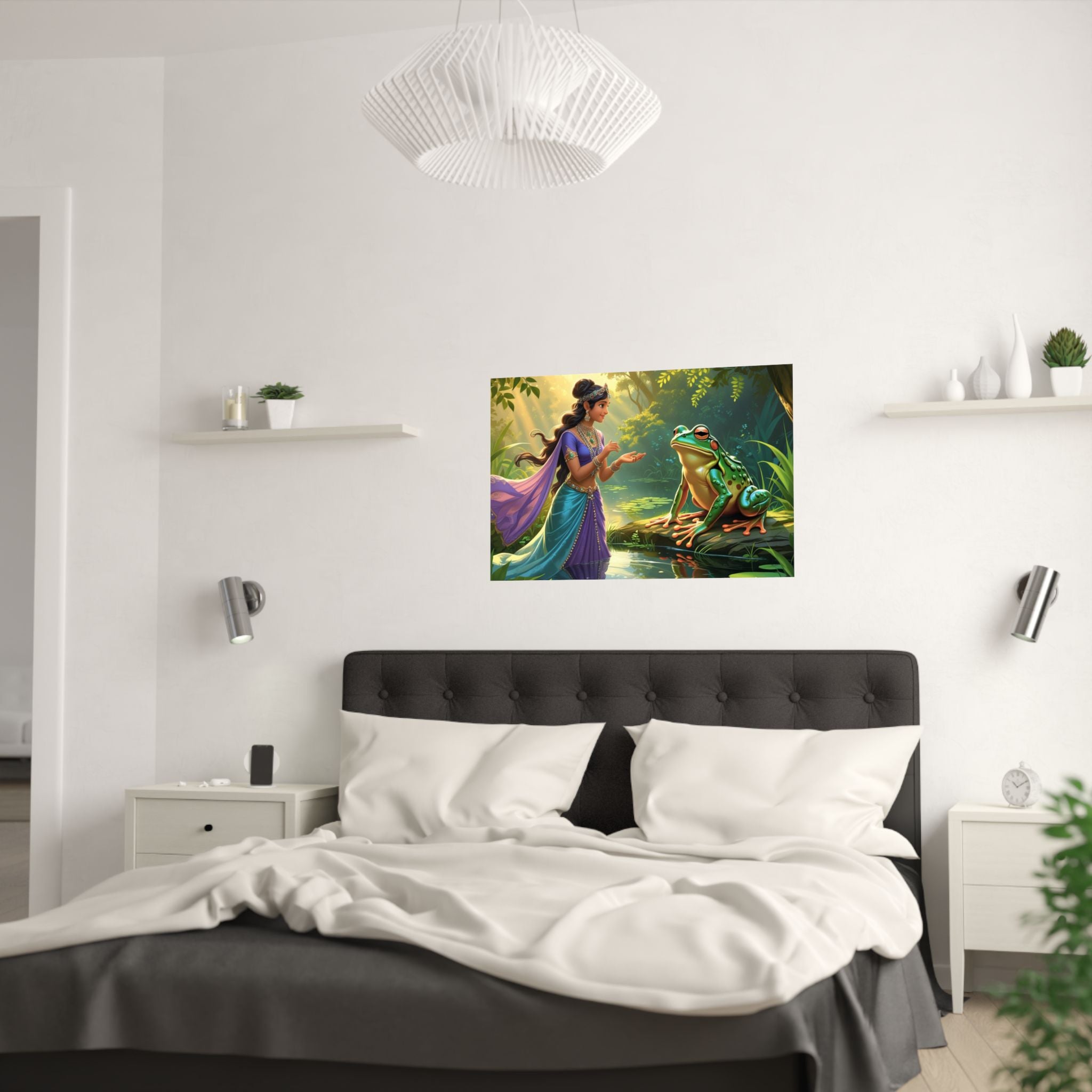 Zauberhaftes Satin Poster - Märchenhafte Wandkunst, Wohndekor hängt über das Bett