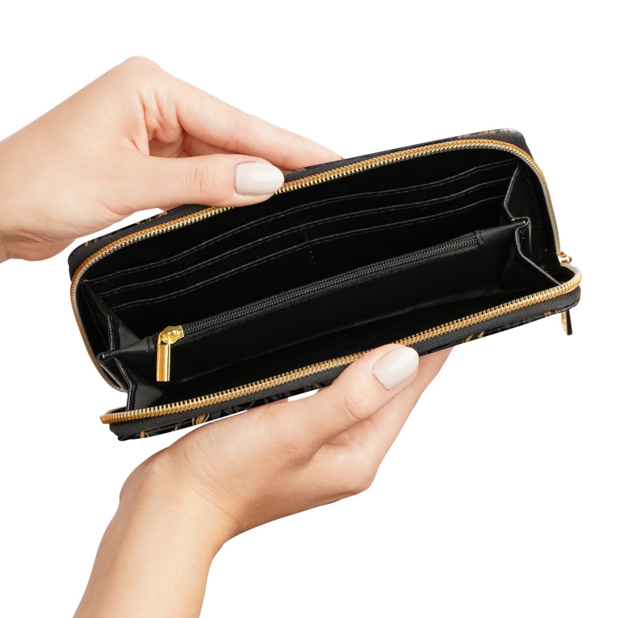 Elegantes Portemonnaie mit floralem Reißverschluss,