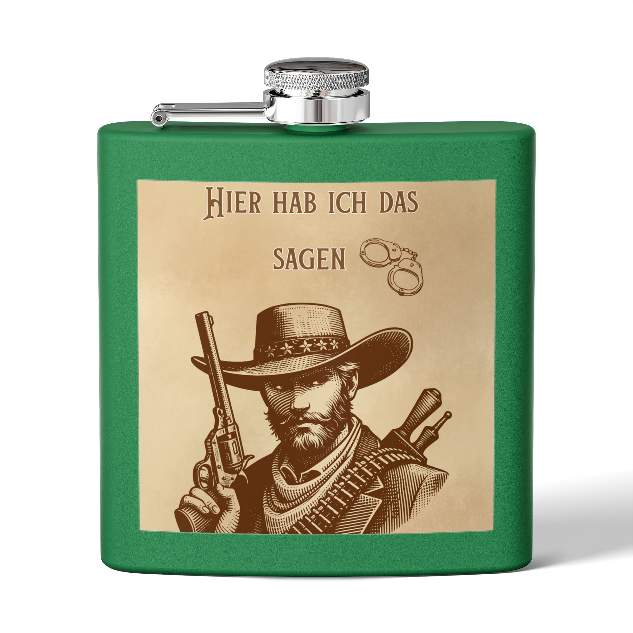 Western Cowboy Flask, Einzigartiges  Edelstahl Flachmann grün