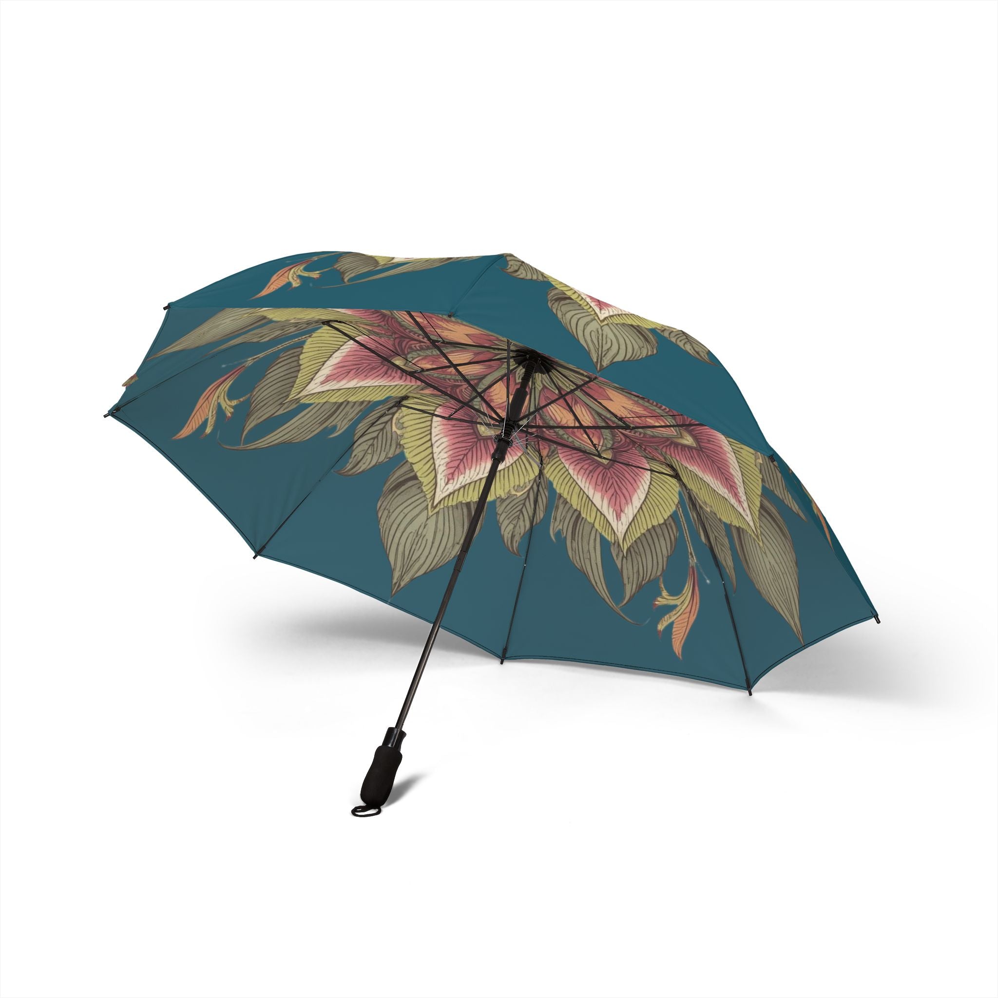 Farbenfroher Regenschirm mit Blumenmuster, künstlerischer Faltschirm