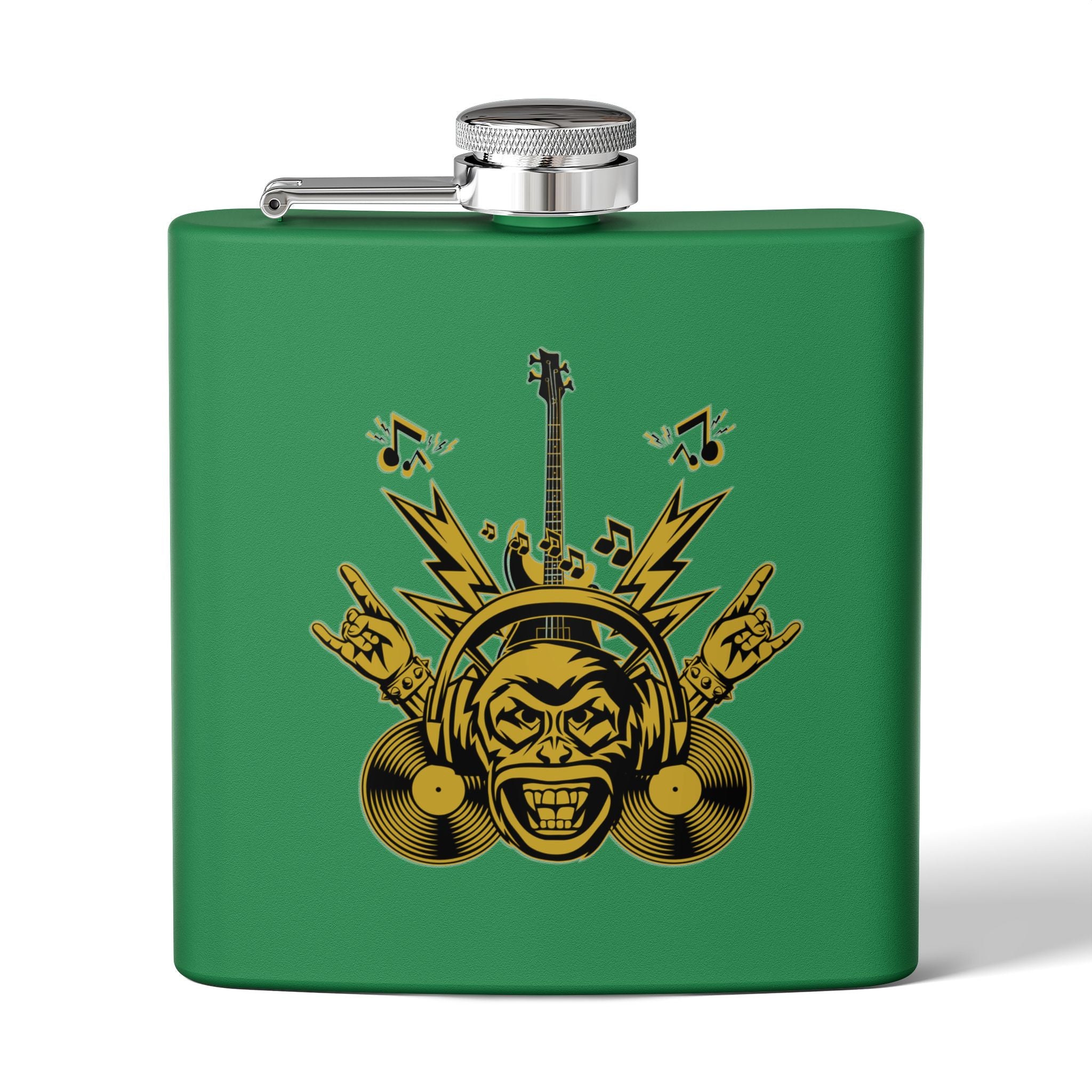 Rockin' Music Lover's Flachmann - 6oz Edelstahl-Flachmann grün