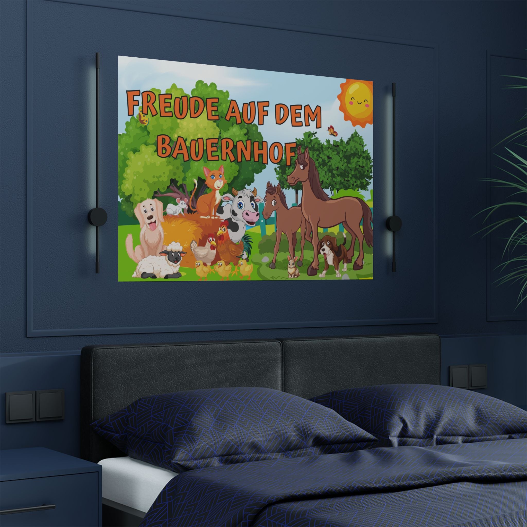 Süßes Tierfarm Satin Poster, Kinderzimmer Dekor, Bauernhof