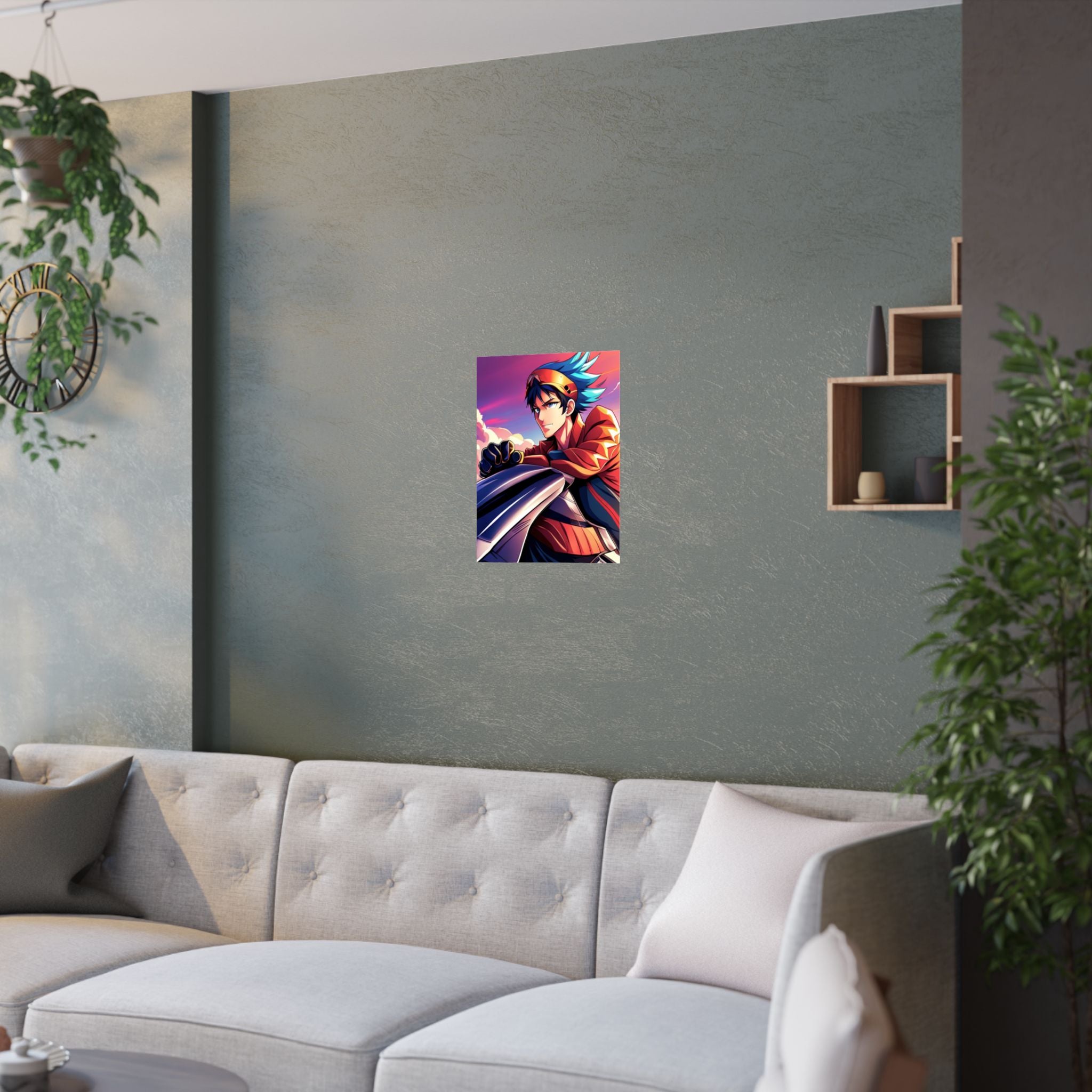 Satin Posterdruck – Lebendige Anime-Kunst zur Dekoration über das Sofa