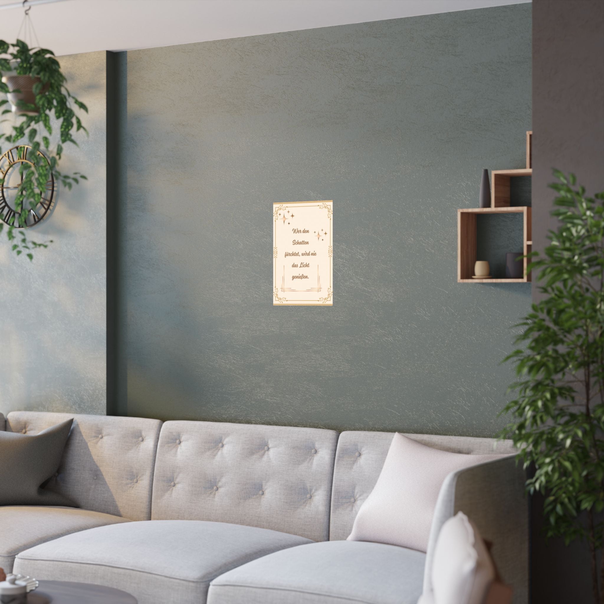 Elegantes Satin-Wandkunst-Poster | Inspirierendes Zitat-Dekor über das Sofa
