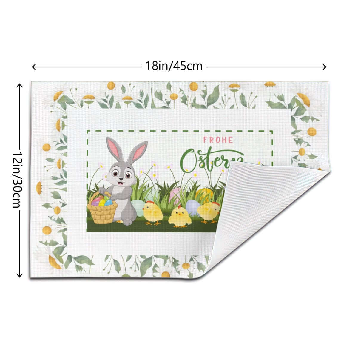Tischset aus gewebtem PVC mit Osterhasen-Design, aus 70% PVC und 30% Polyester, hitzebeständig und rutschfest, 18x12 Zoll