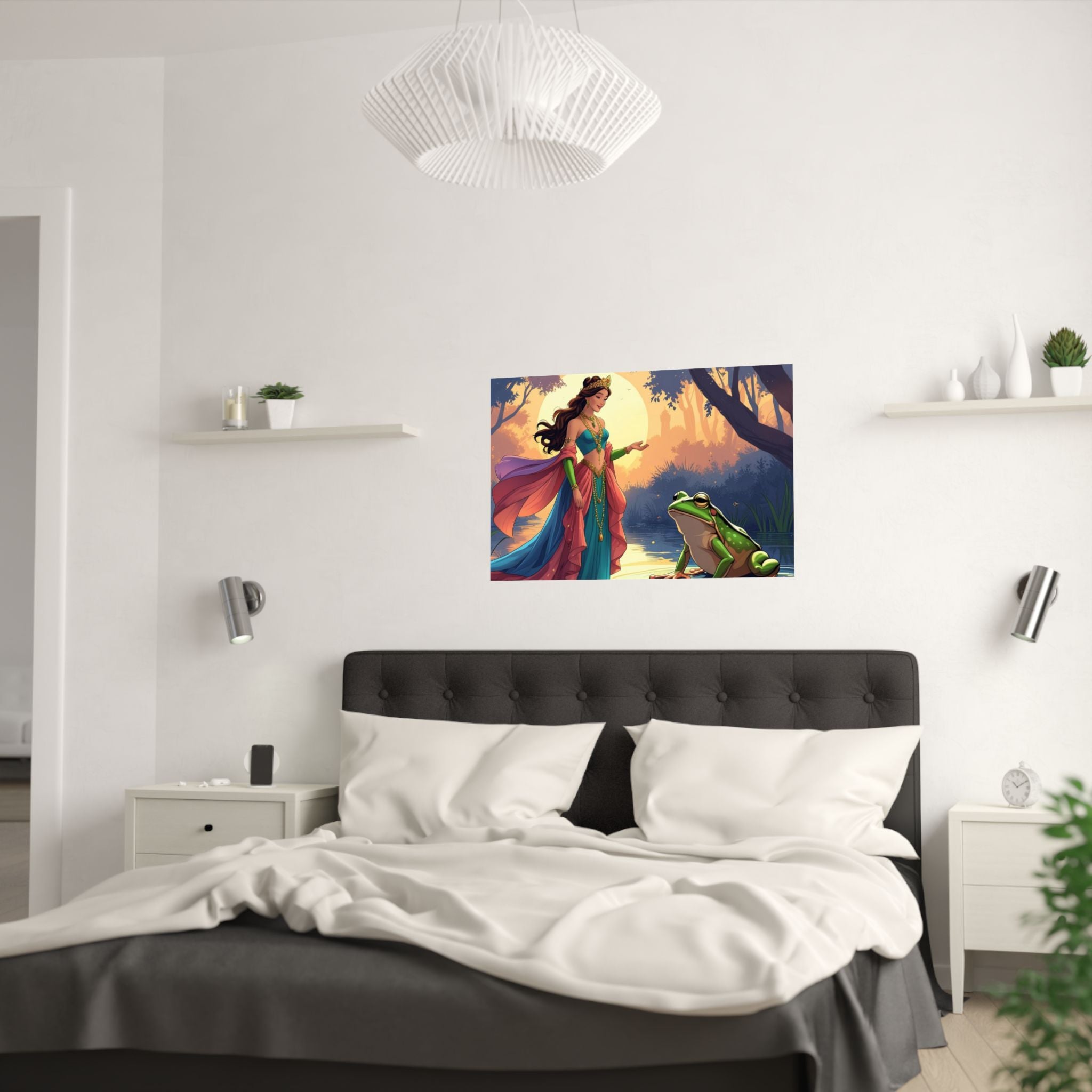 Zauberwald Satin Poster, Wunderliche Wandkunst, Prinzessinnen Dekor über das Bett