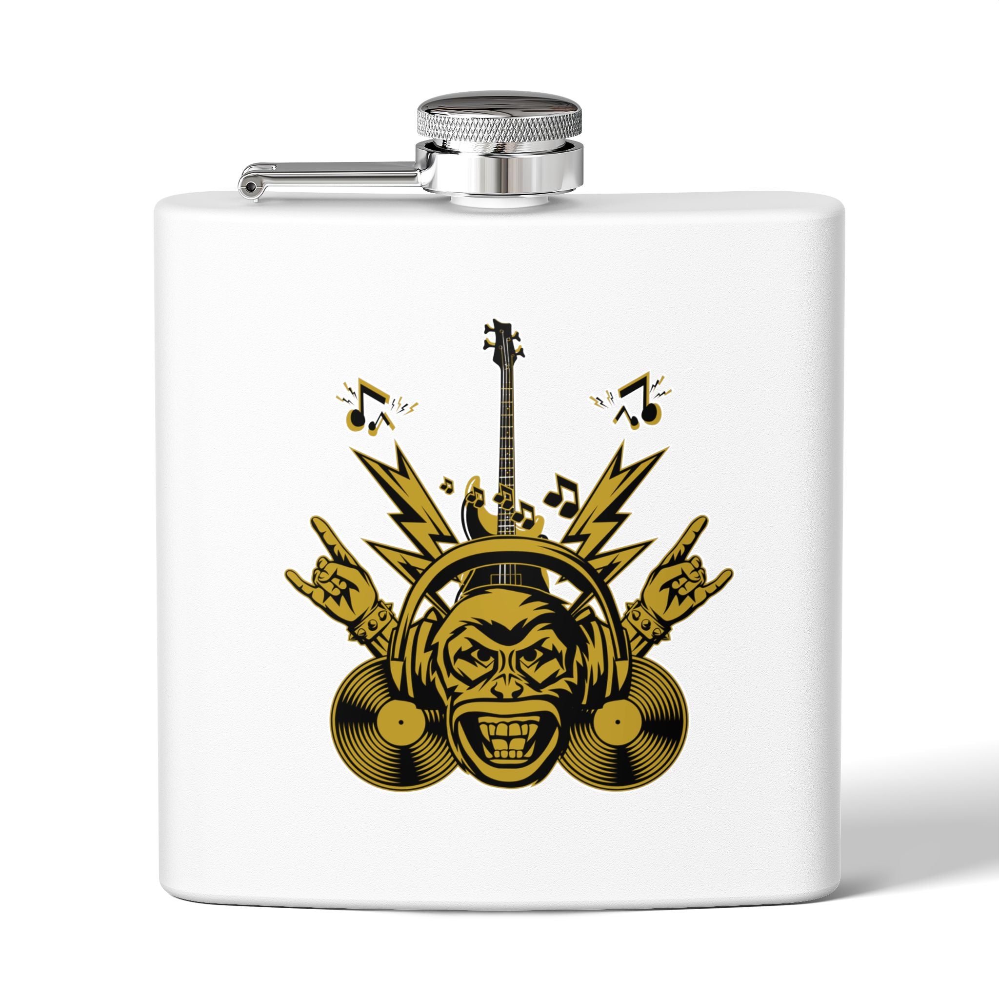 Rockin' Music Lover's Flachmann - 6oz Edelstahl-Flachmann weiß