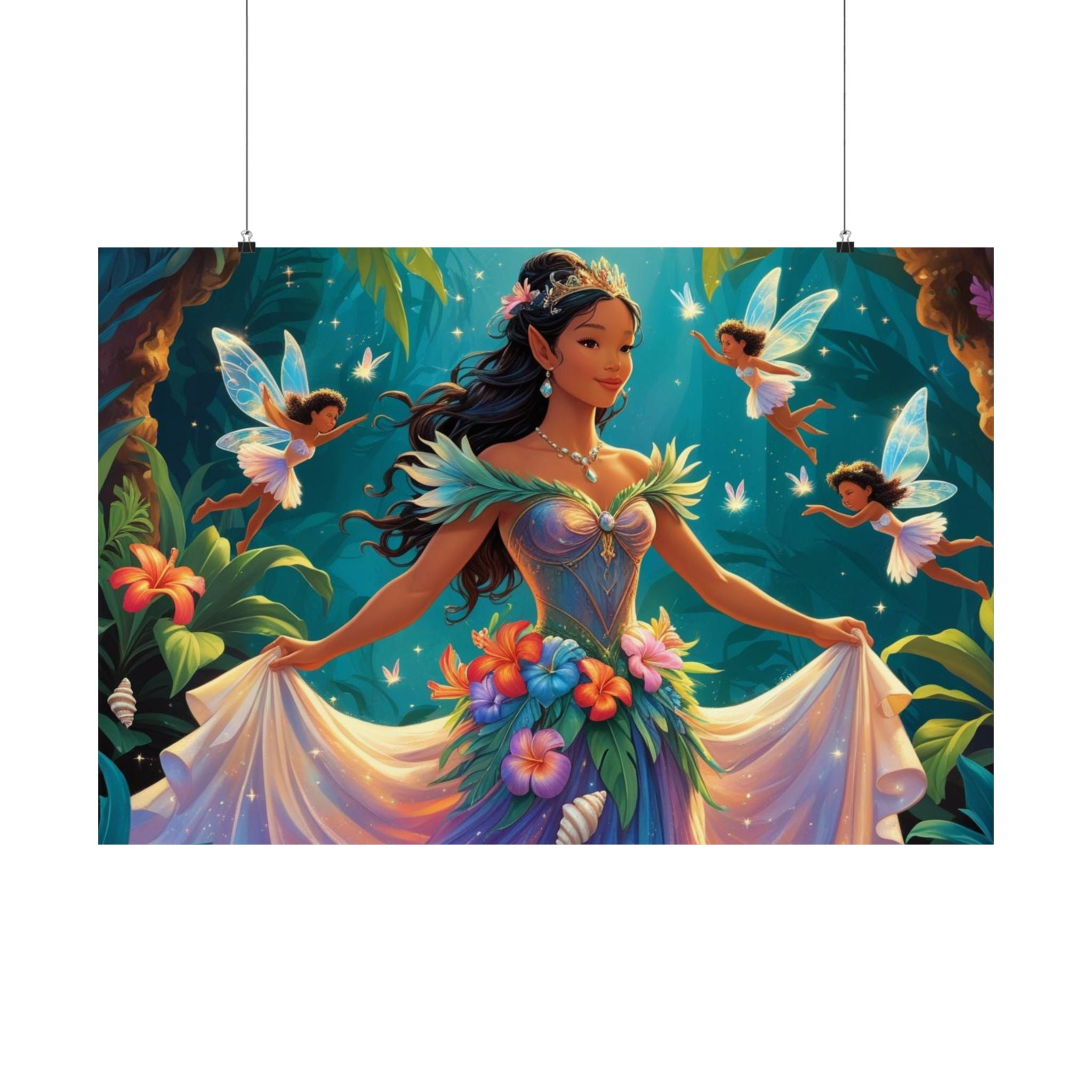 Zauberhafter Feen-Wandkunstdruck, Verträumtes Wohndekor Fantasy Design