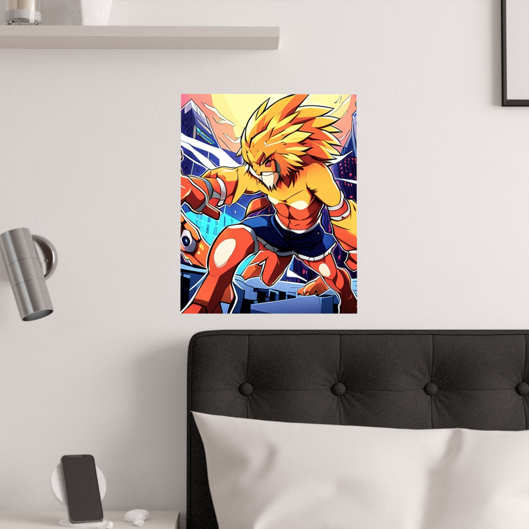 Lebendige Satin-Poster, Kunstdrucke Anime-Kunstwerk über das Bett