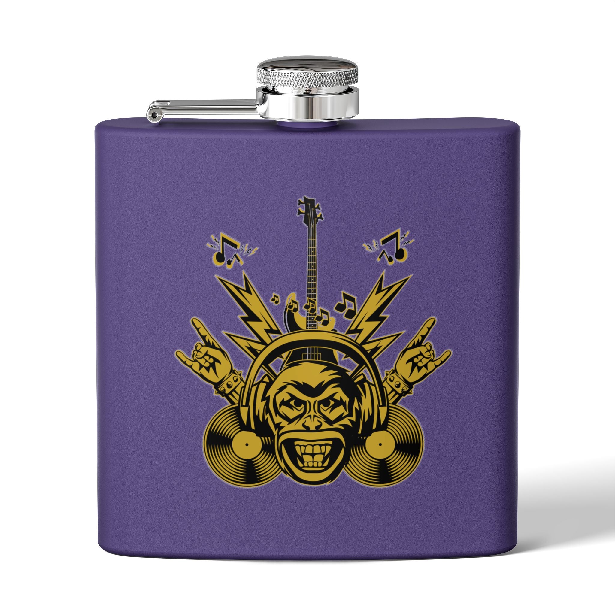 Rockin' Music Lover's Flachmann - 6oz Edelstahl-Flachmann lila