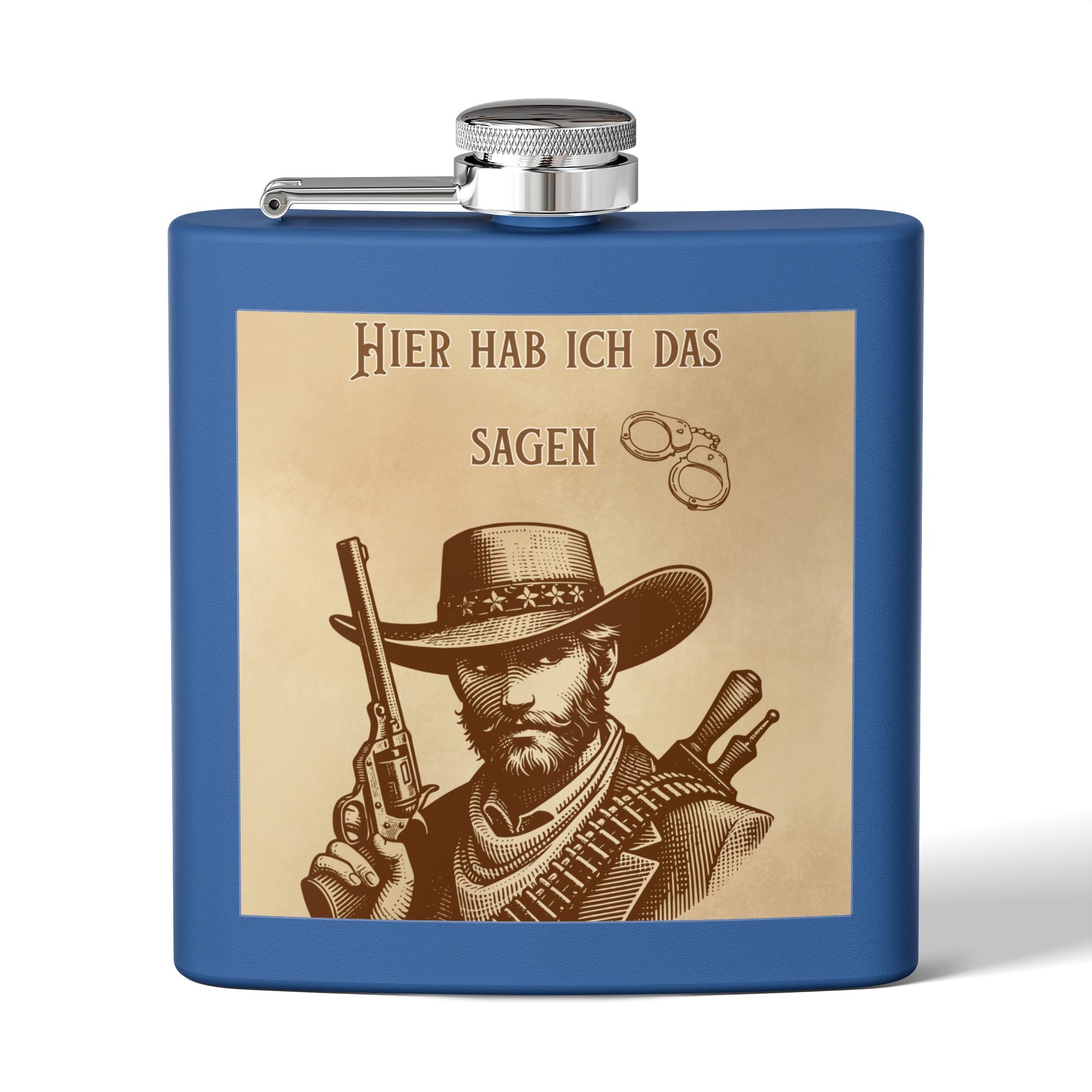 Western Cowboy Flask, Einzigartiges  Edelstahl Flachmann  Blau