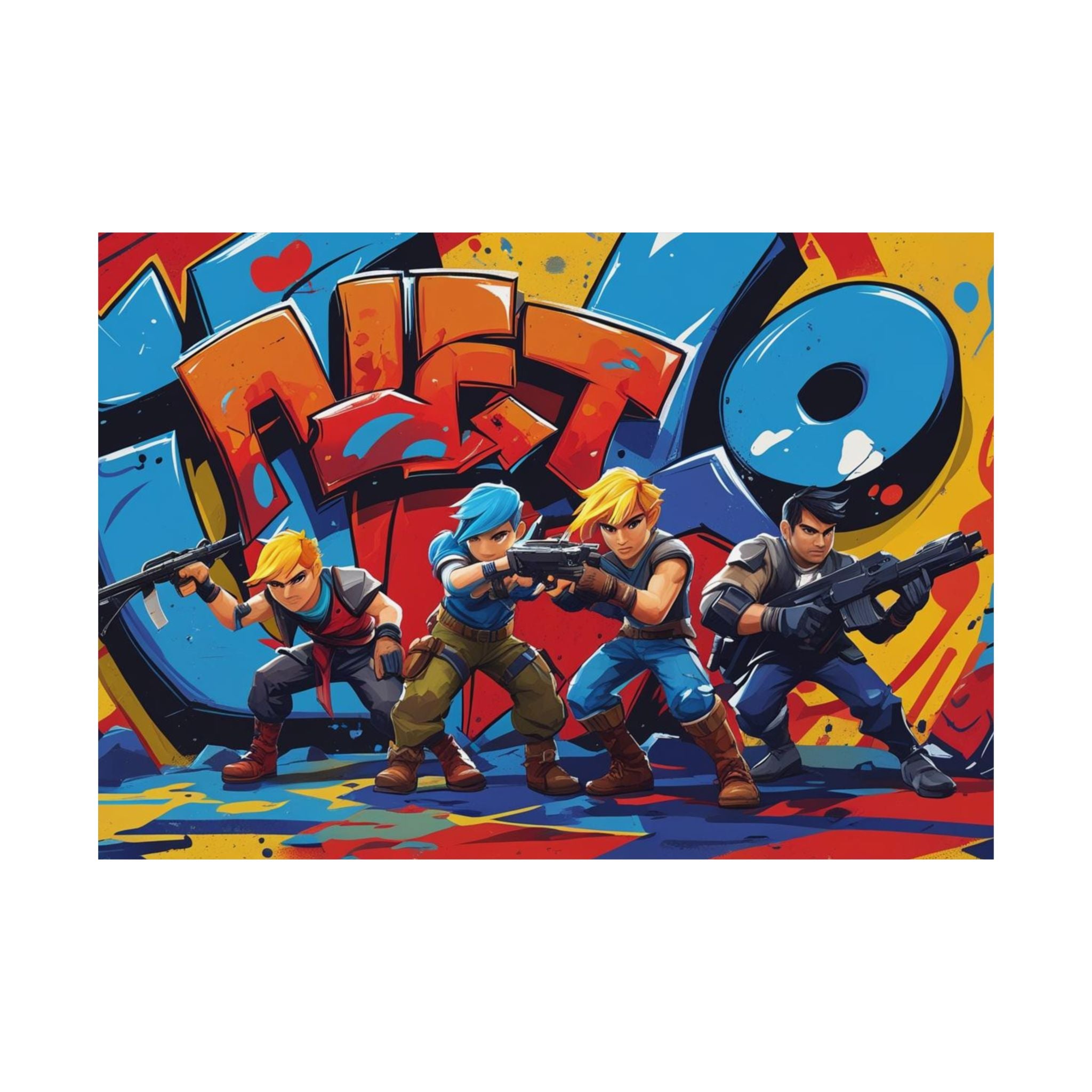 Lebendige Satin-Poster für Gamer, bunte Wandkunst