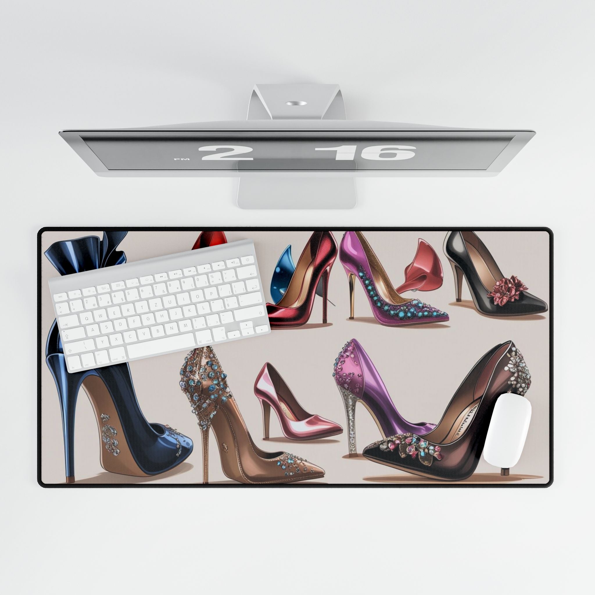 Schicke High Heel Schreibtischmatte Elegantes Bürodekor obenAnsicht