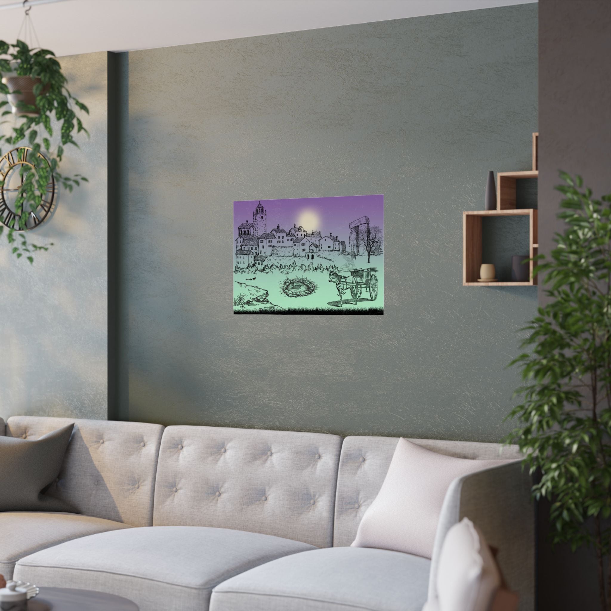 Schatten Satin-Poster, einzigartige Wandkunst für die Inneneinrichtung über das Sofa