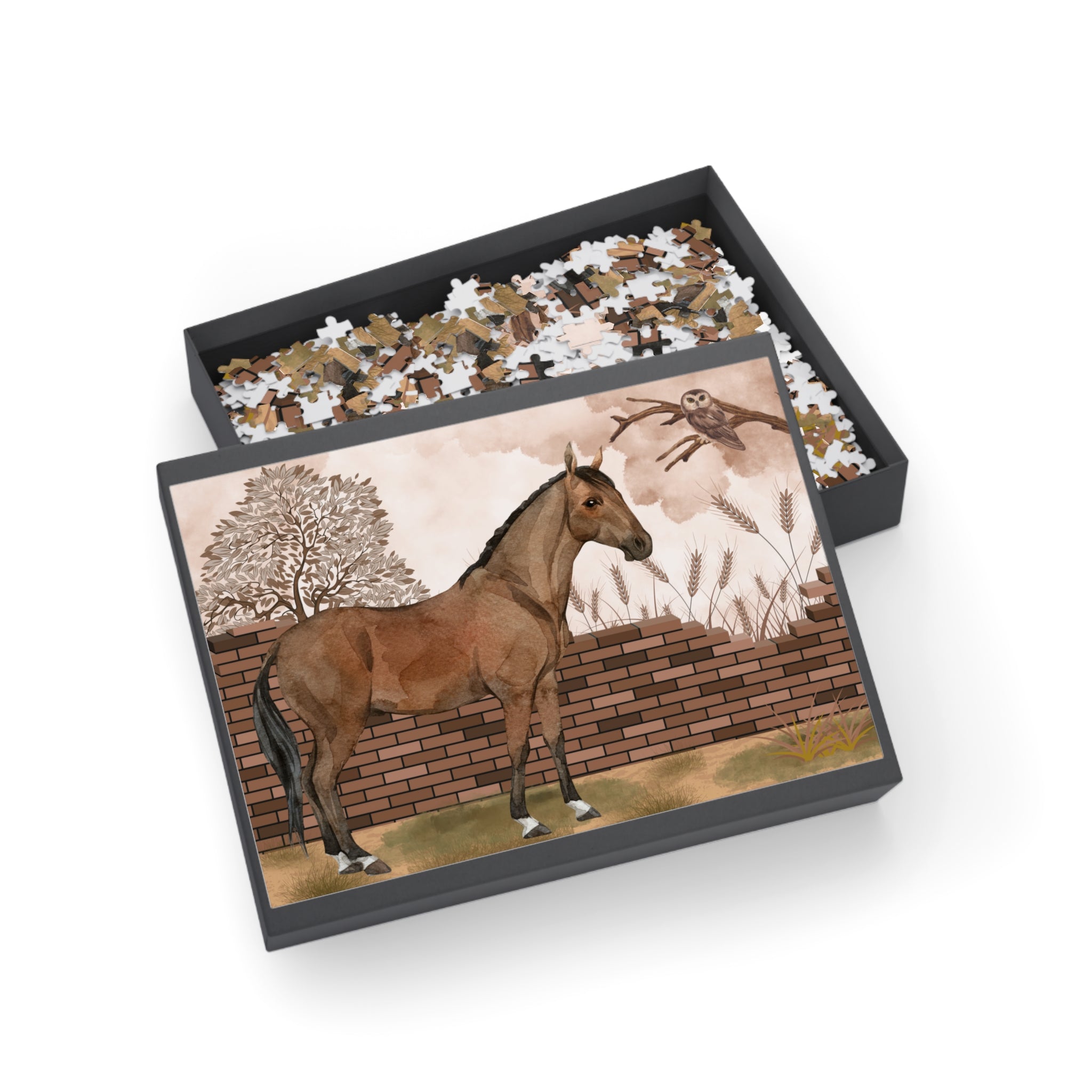 Pferde-Puzzle Kunst 1000 Teile, Pferdedekor, Geschenk für Tierliebhaber   in einer Schachtel
